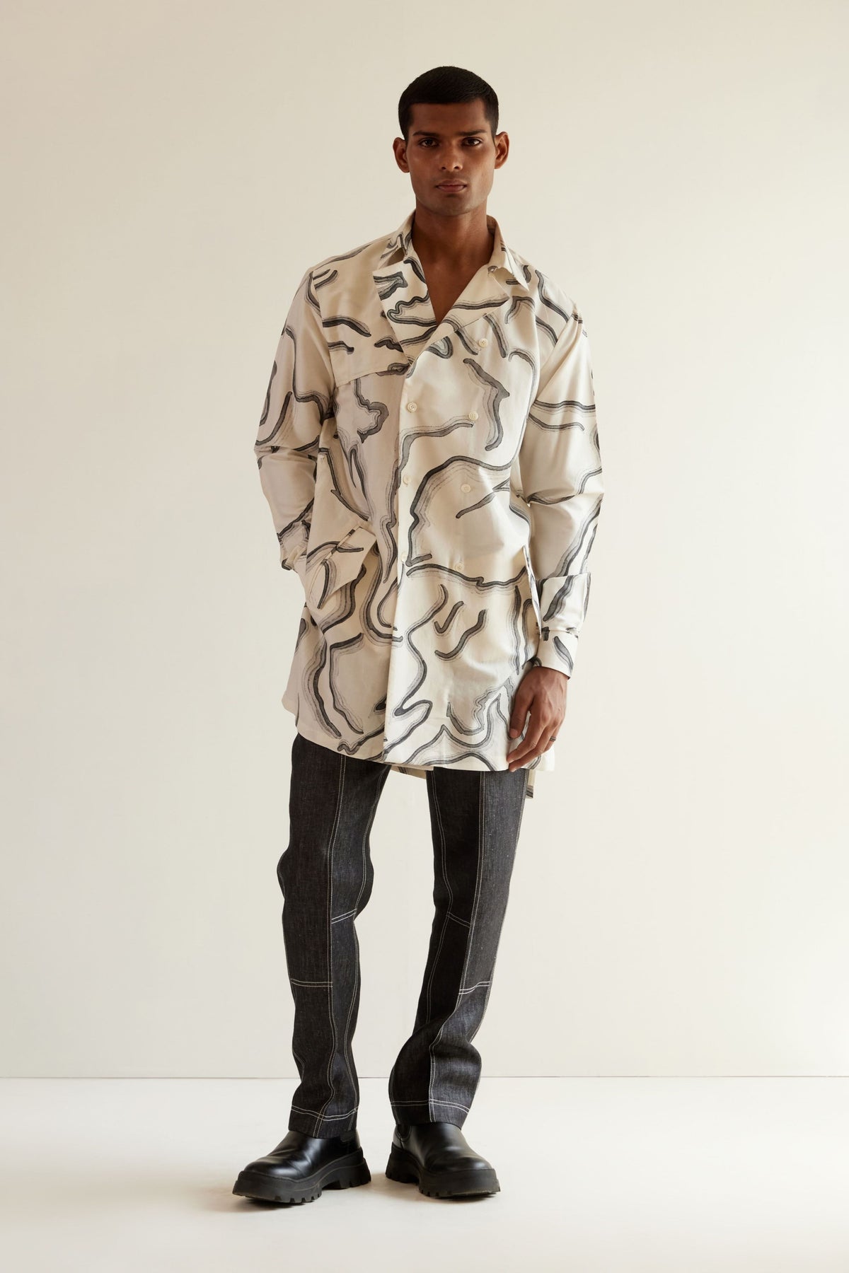 Desert Print Trench Kurta