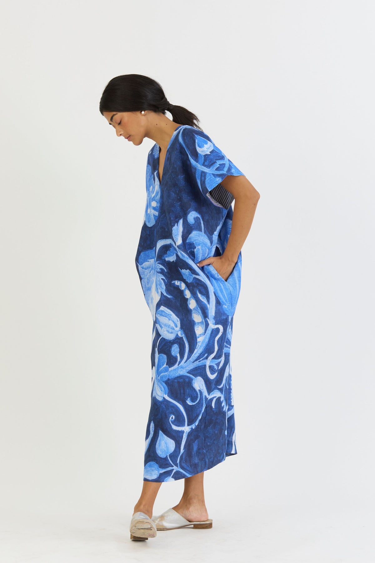 Bilberry Linen Kaftan Dress