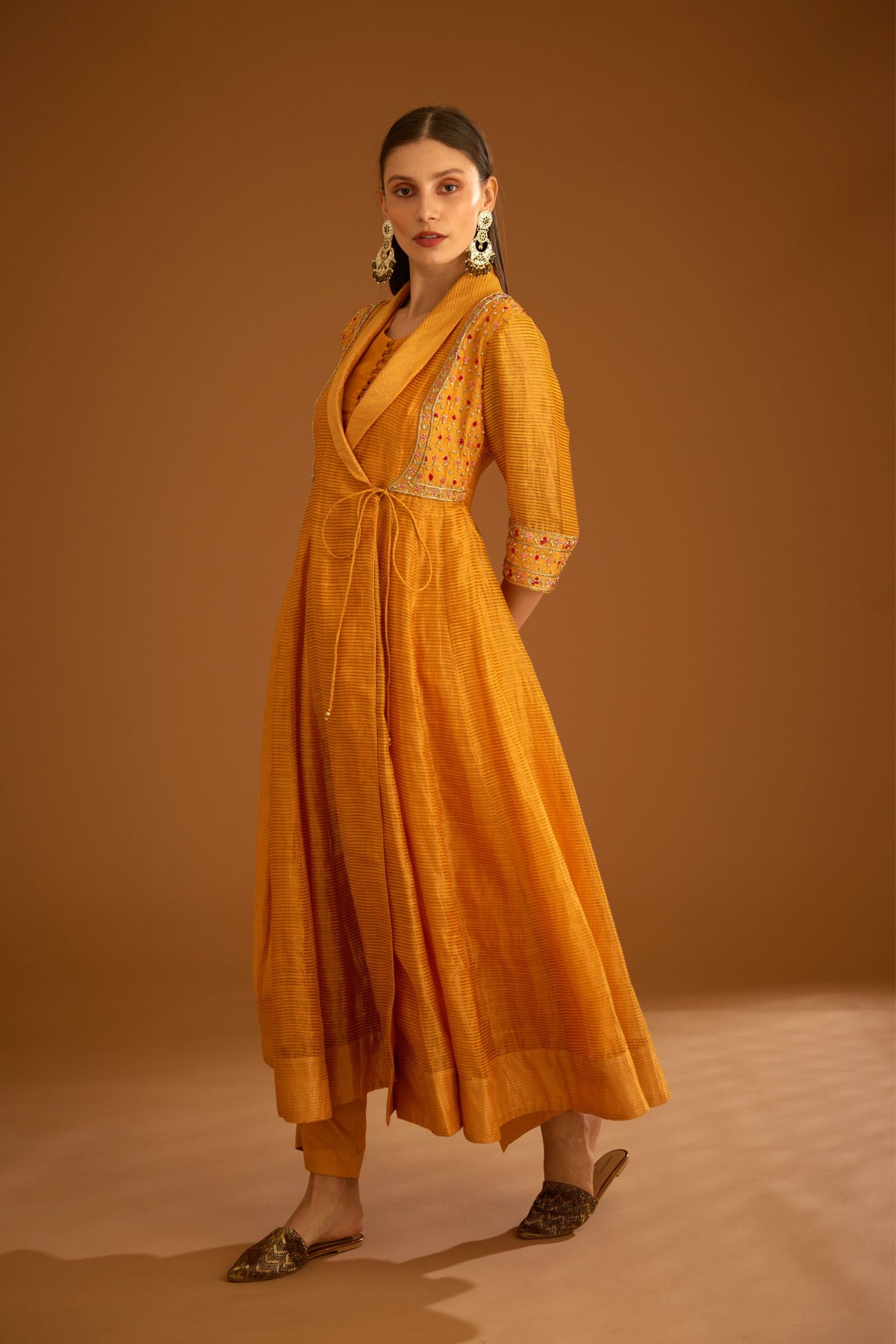 Mango yellow Anarkali set