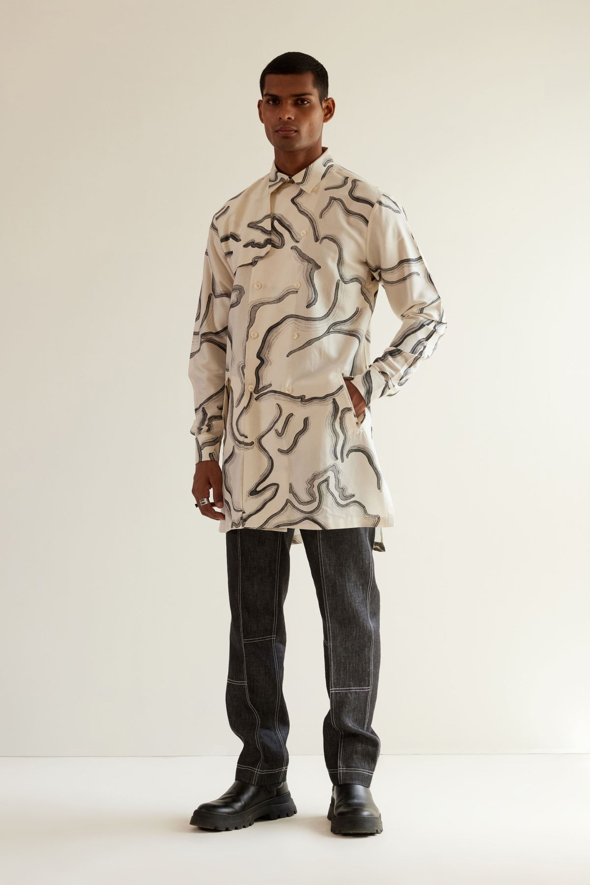 Desert Print Trench Kurta