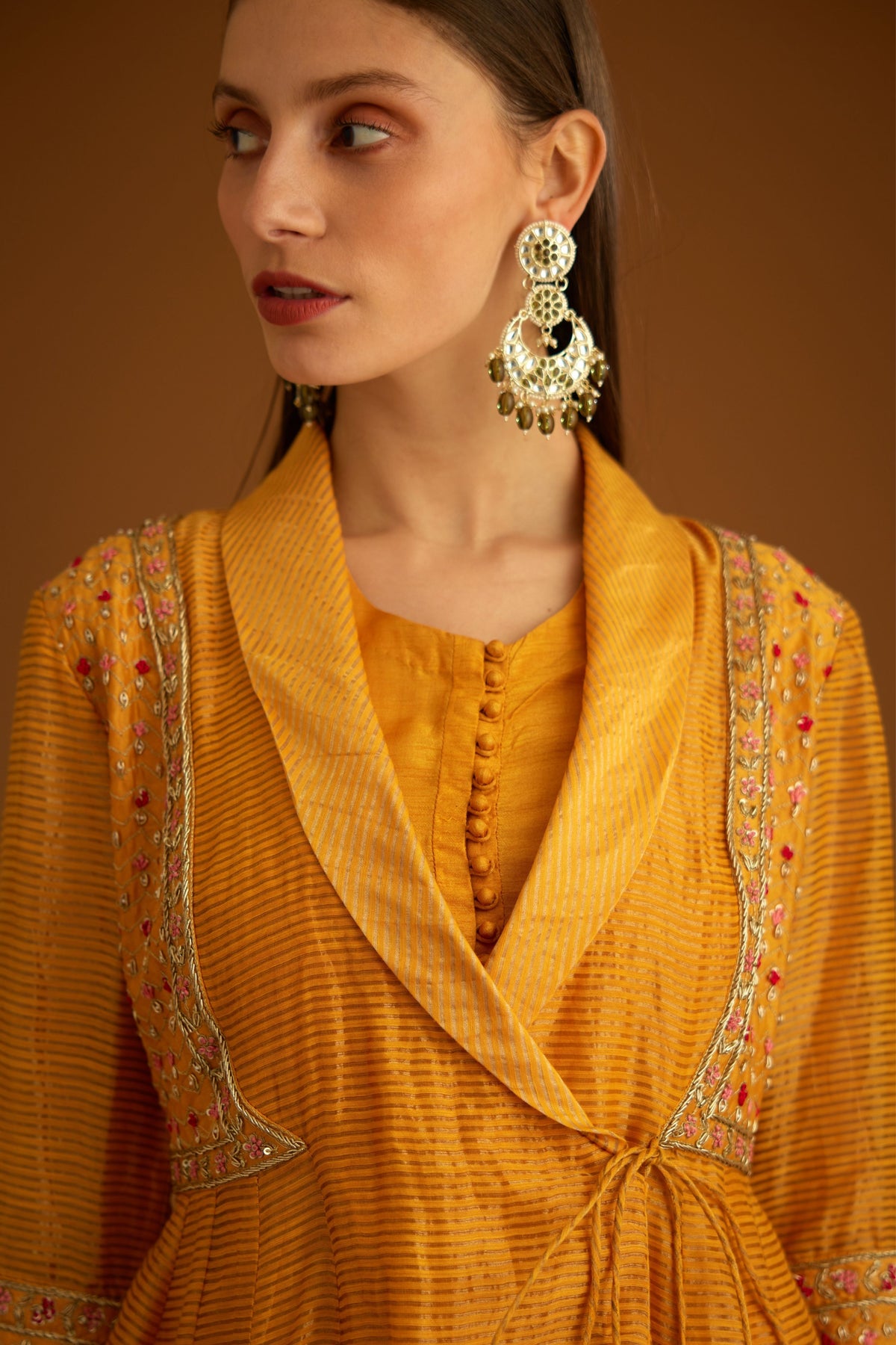 Mango yellow Anarkali set