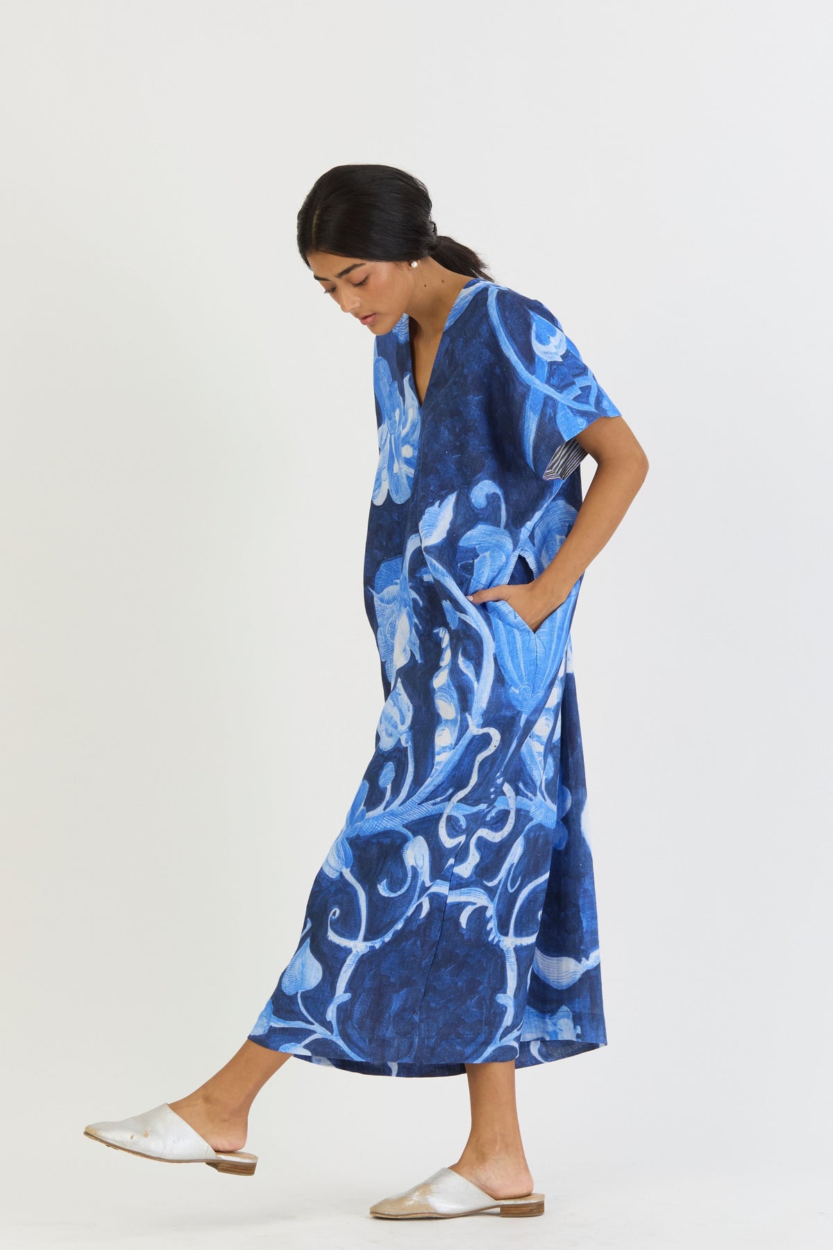 Bilberry Linen Kaftan Dress