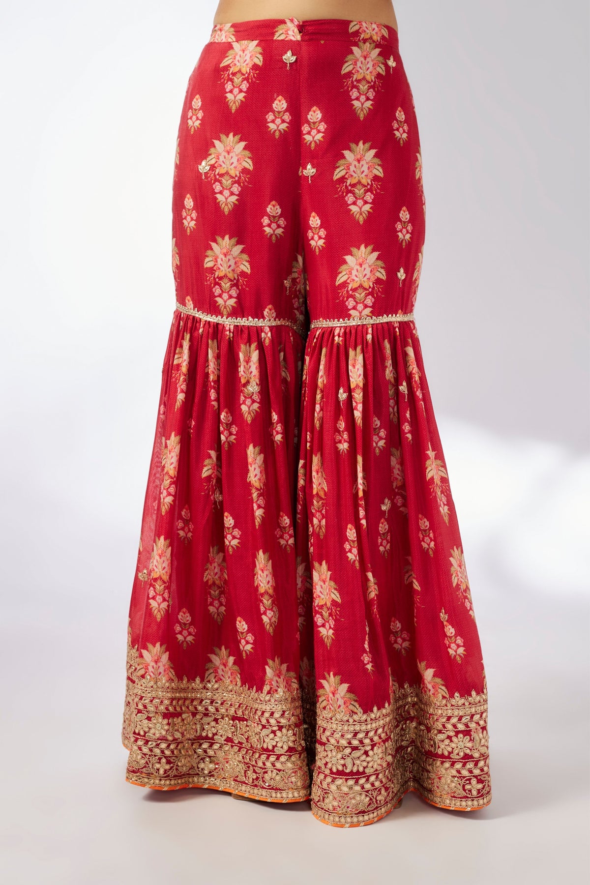 Red Dhriti Sleeveless Sharara Set