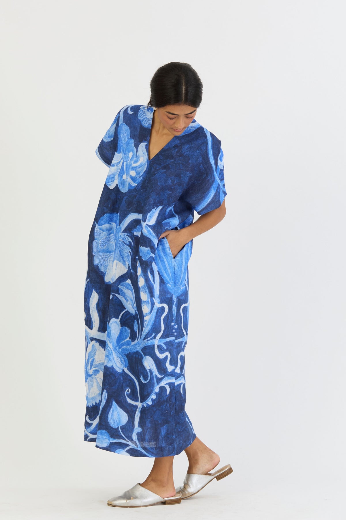 Bilberry Linen Kaftan Dress