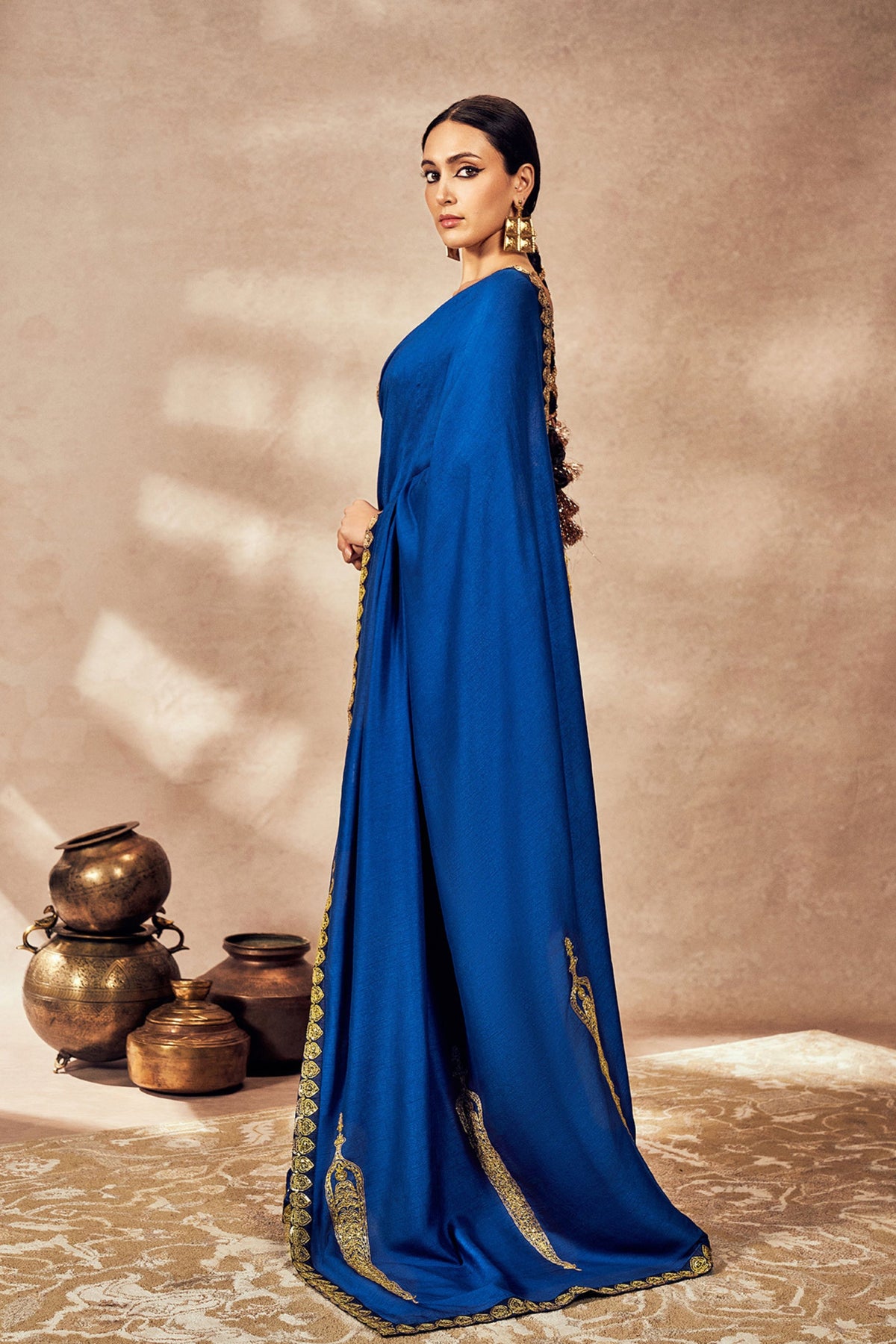 Blue Potters Touch Saree