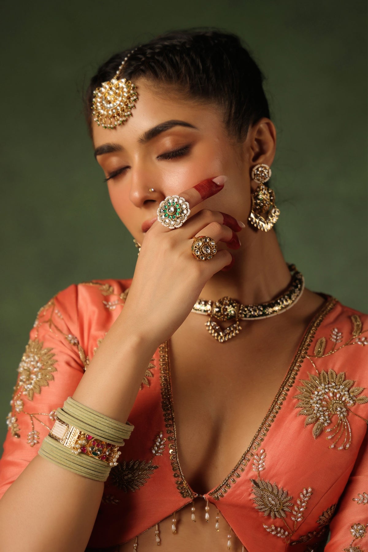 Peach Narangi Lehenga Set