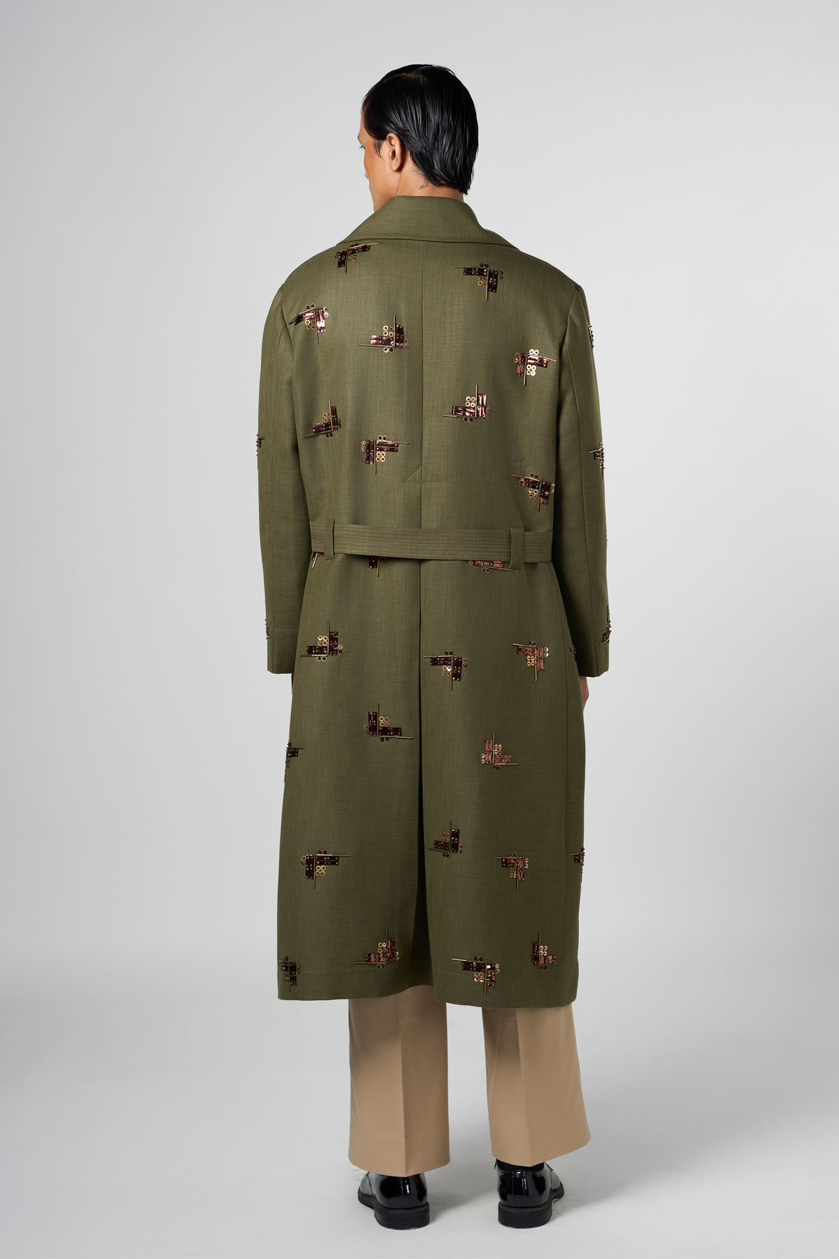 Beam Embroidered Motif Trench