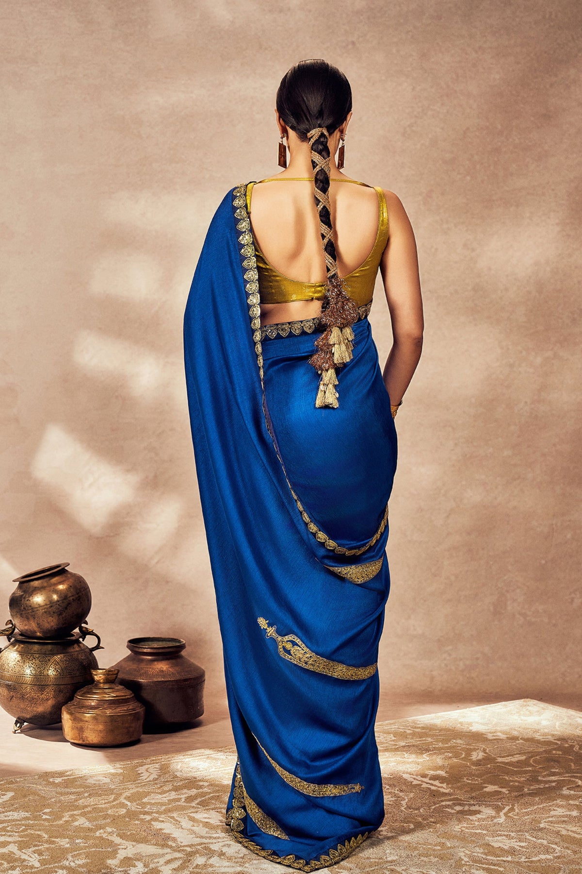 Blue Potters Touch Saree