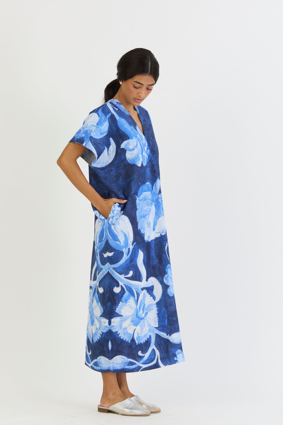 Bilberry Linen Kaftan Dress