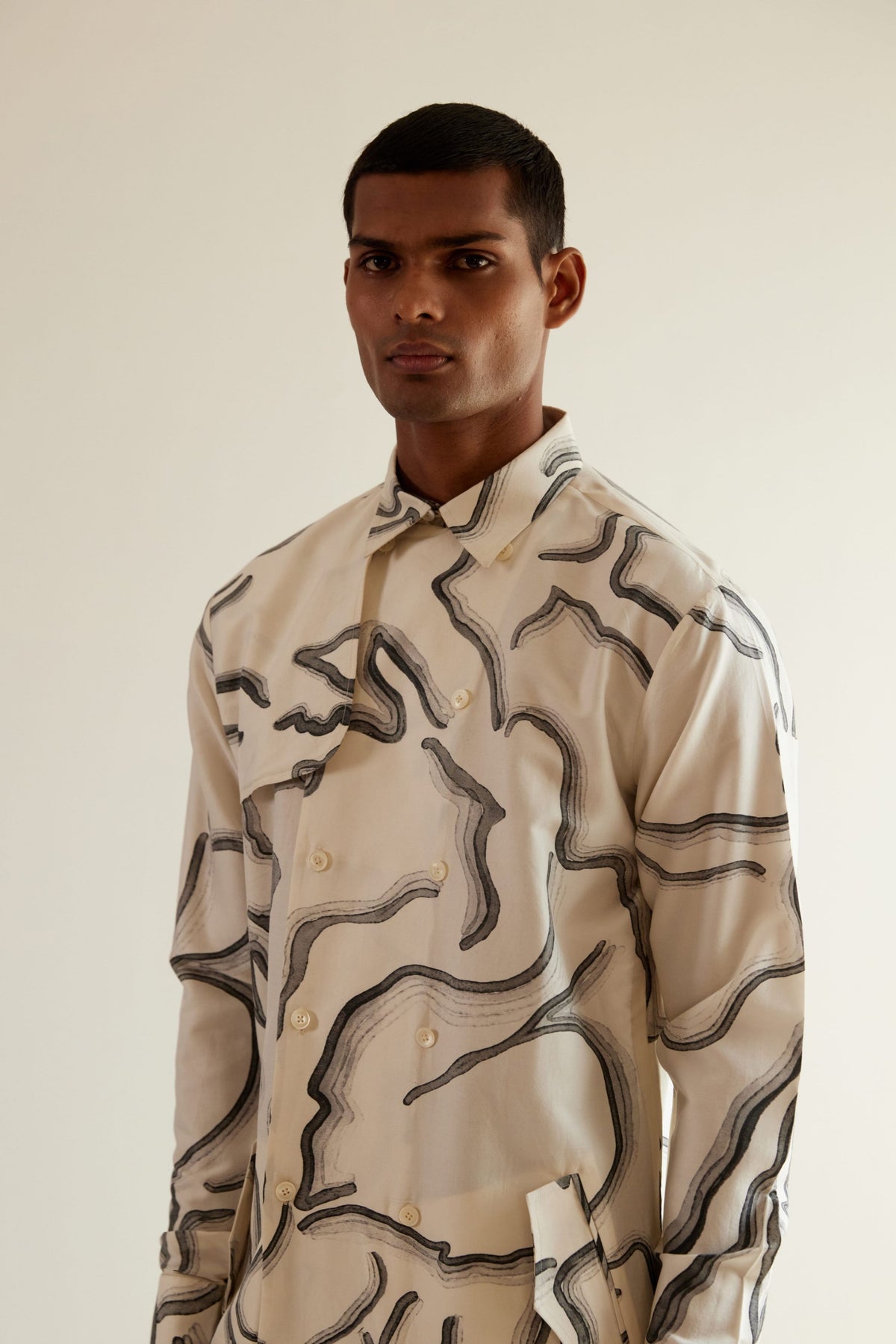 Desert Print Trench Kurta