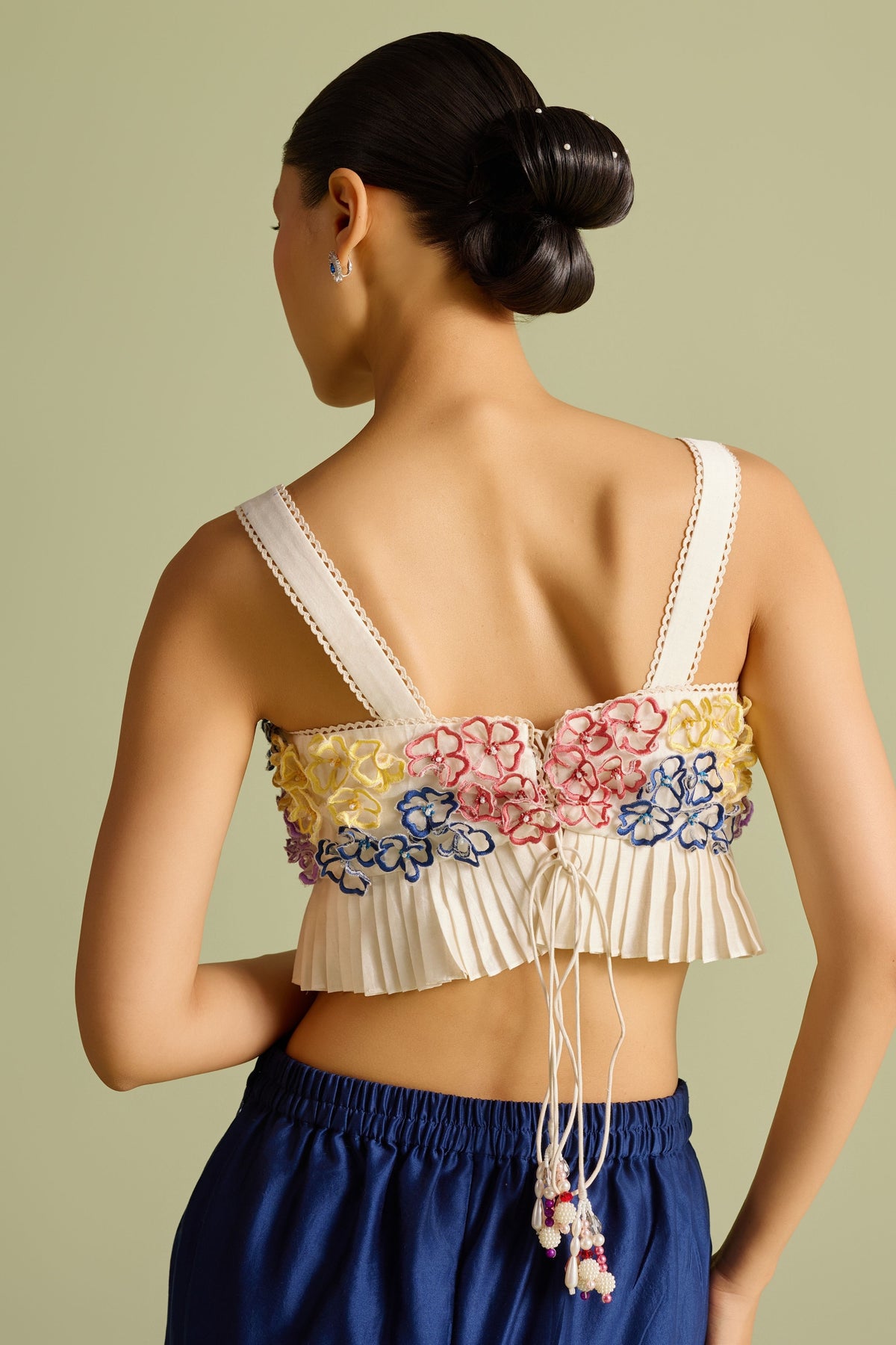 Ivory Hydrangea Pleated Bustier