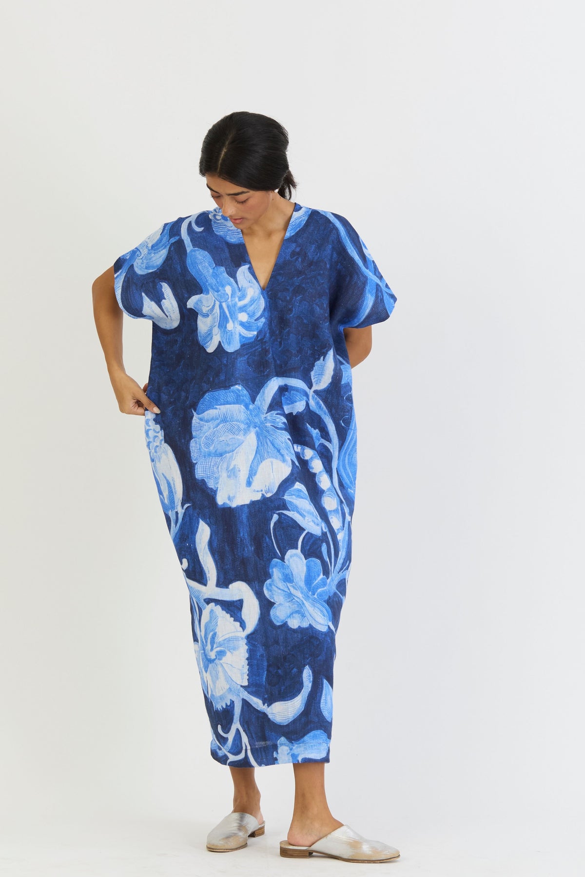 Bilberry Linen Kaftan Dress