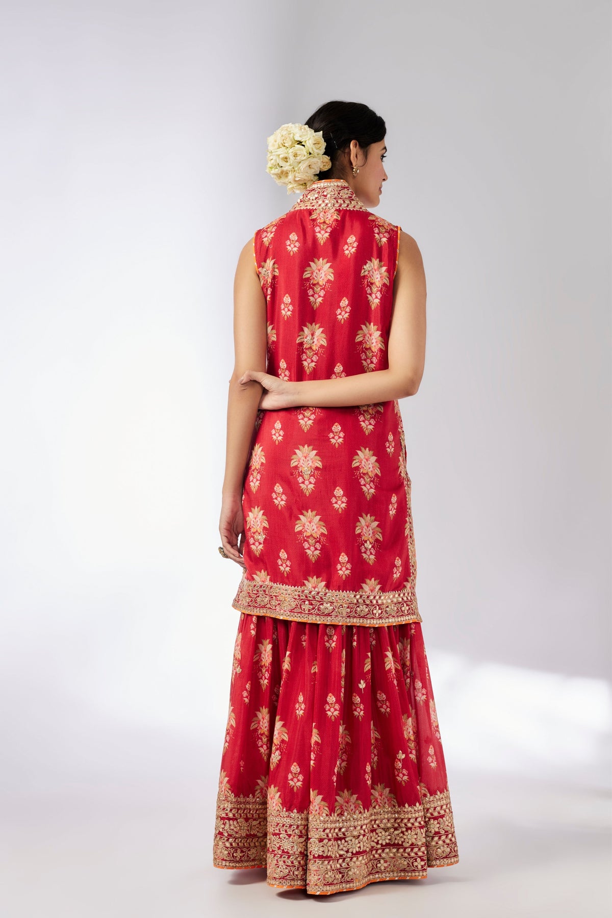 Red Dhriti Sleeveless Sharara Set