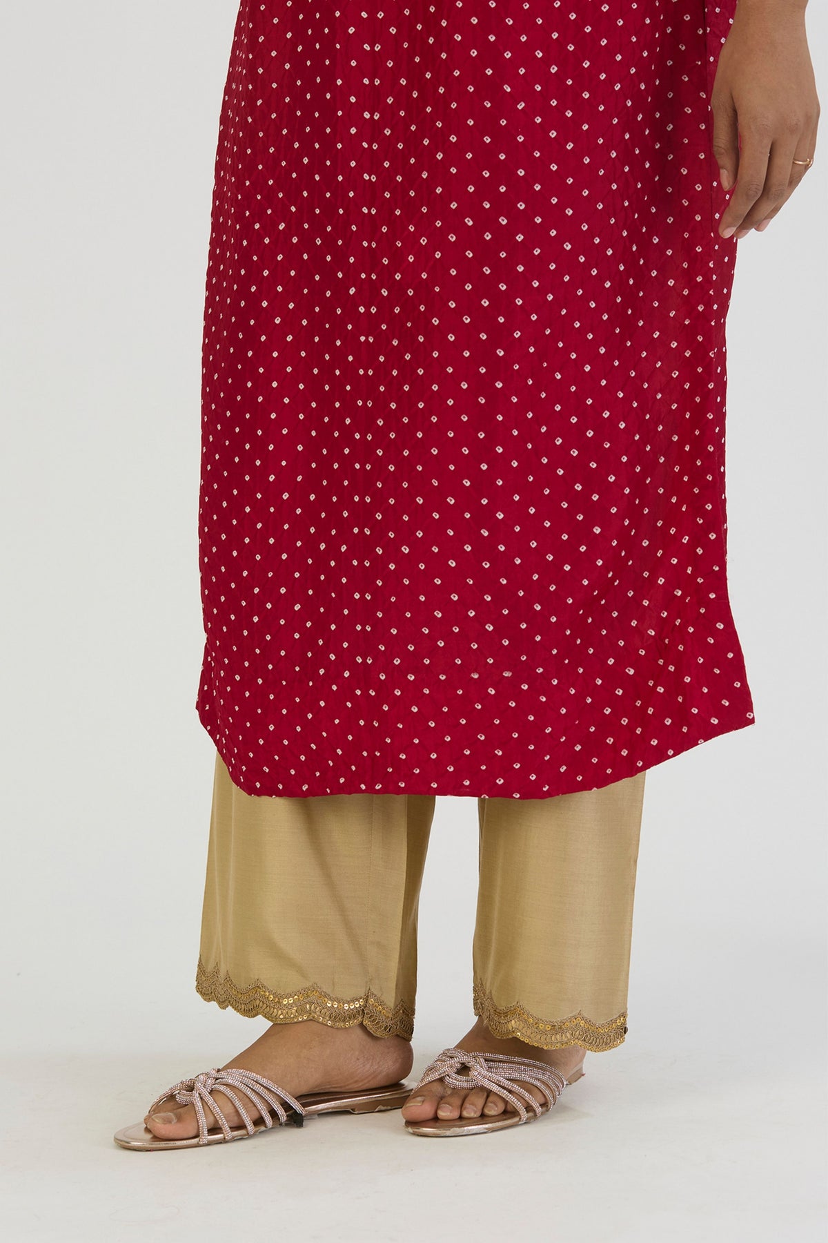 Red Nida Kurta and Pant