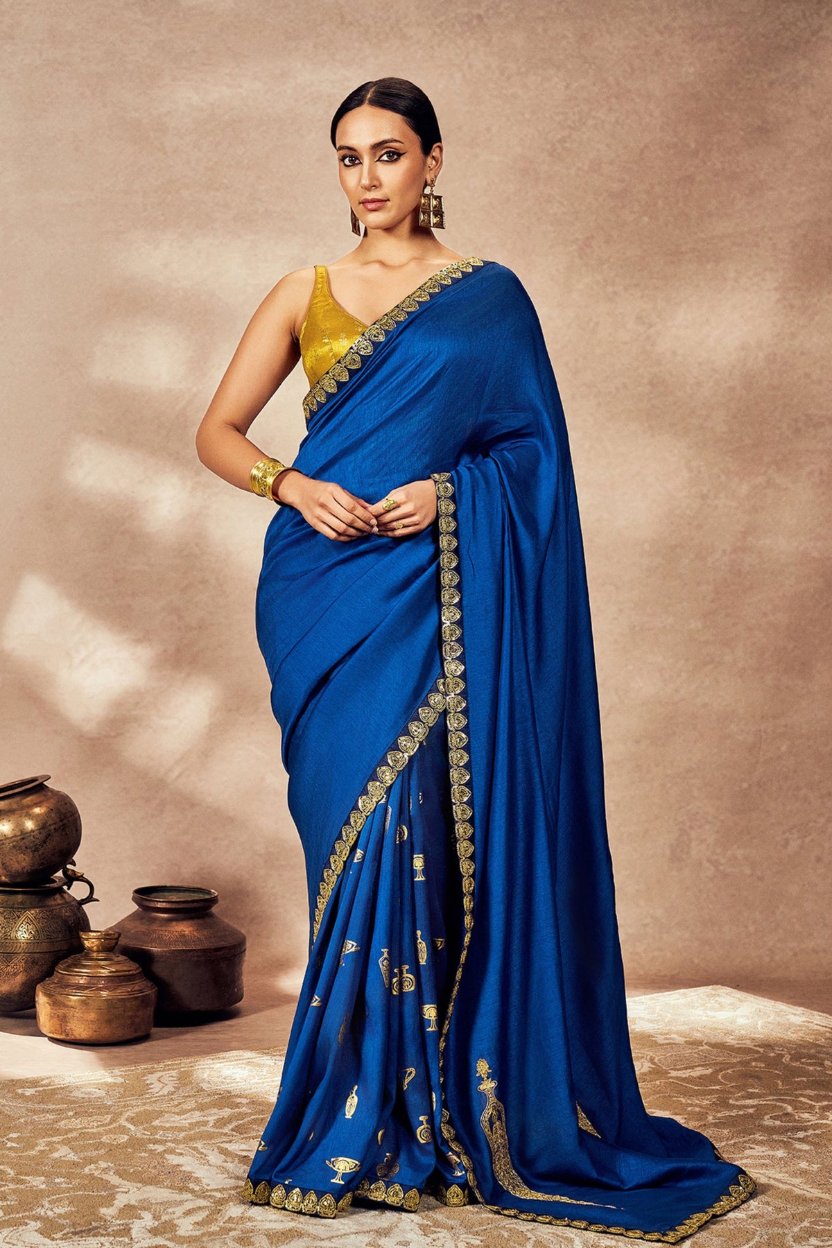 Blue Potters Touch Saree