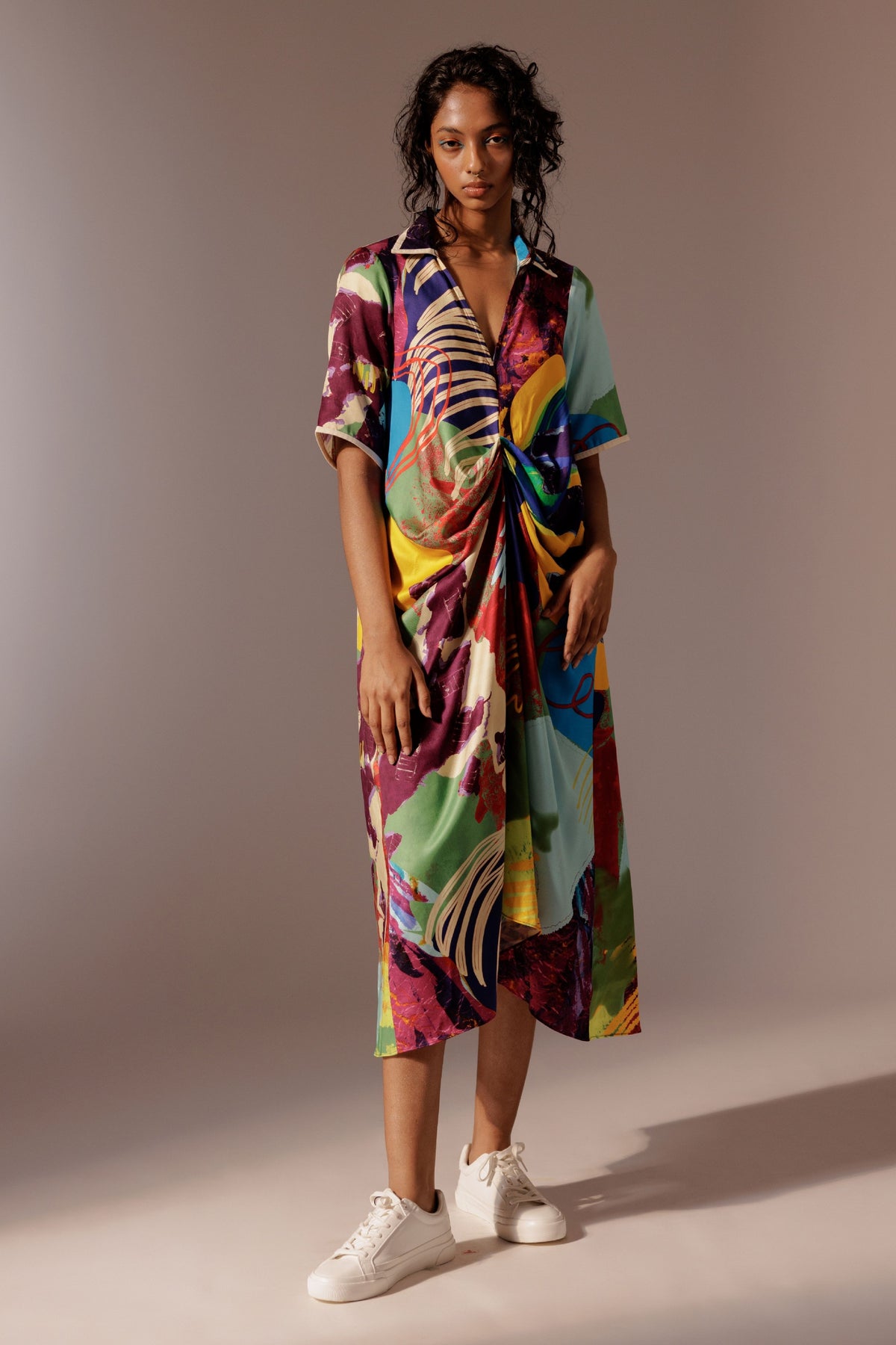 Calypso Draped Shirt Dress