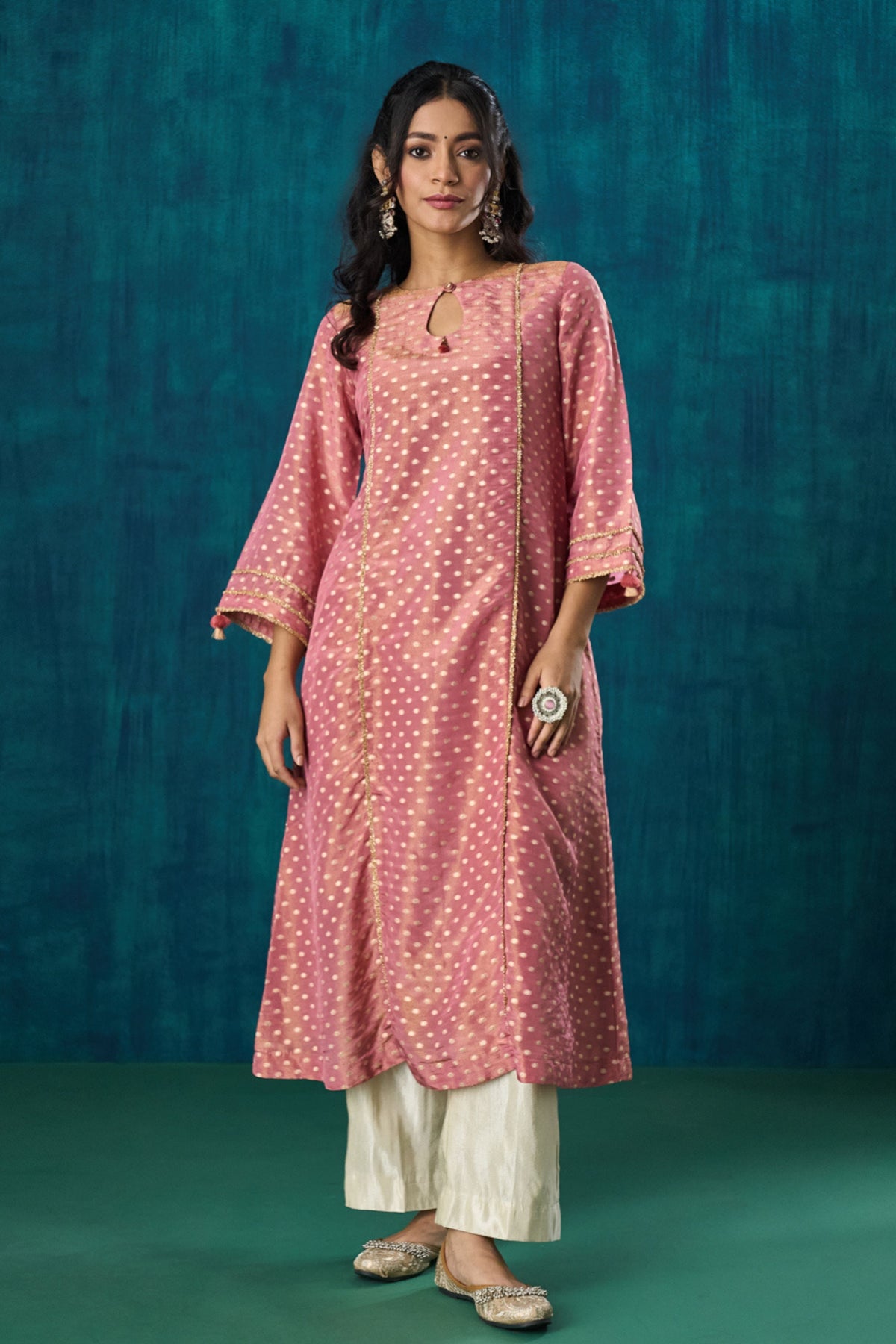 Pink Zari Booti Kurta Sets