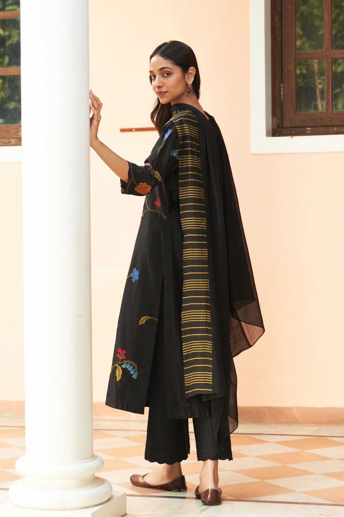 Coal Embroidered Kurta Set