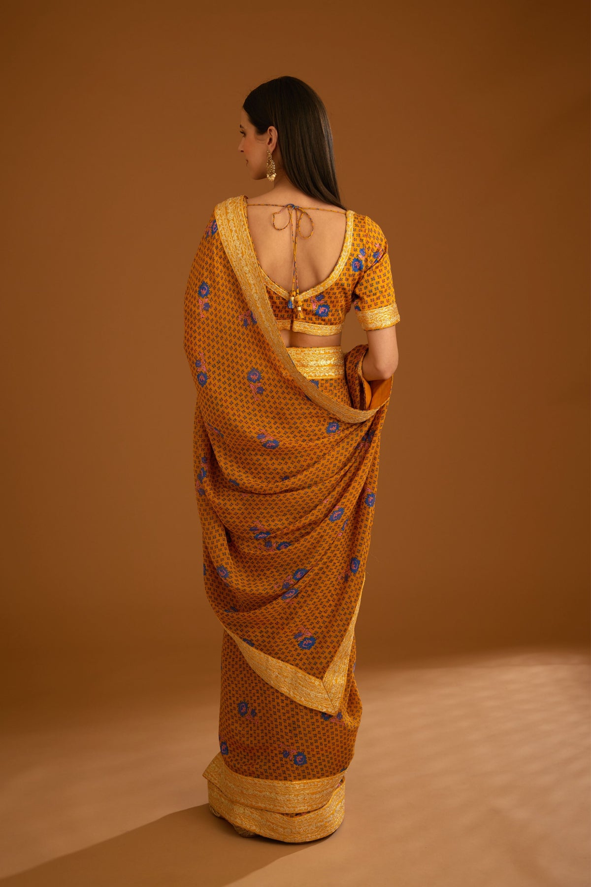 Mustard yellow Saree set