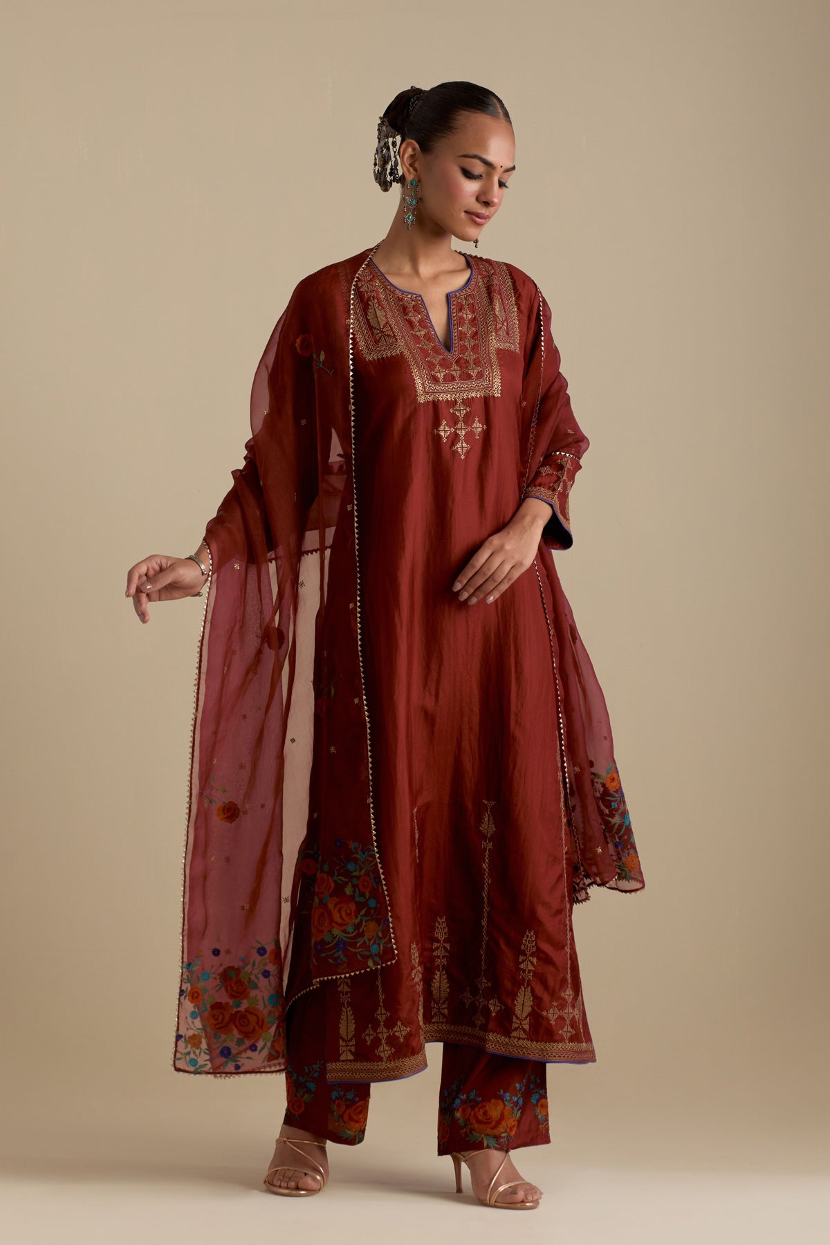 Maroon Silk Kurta Set