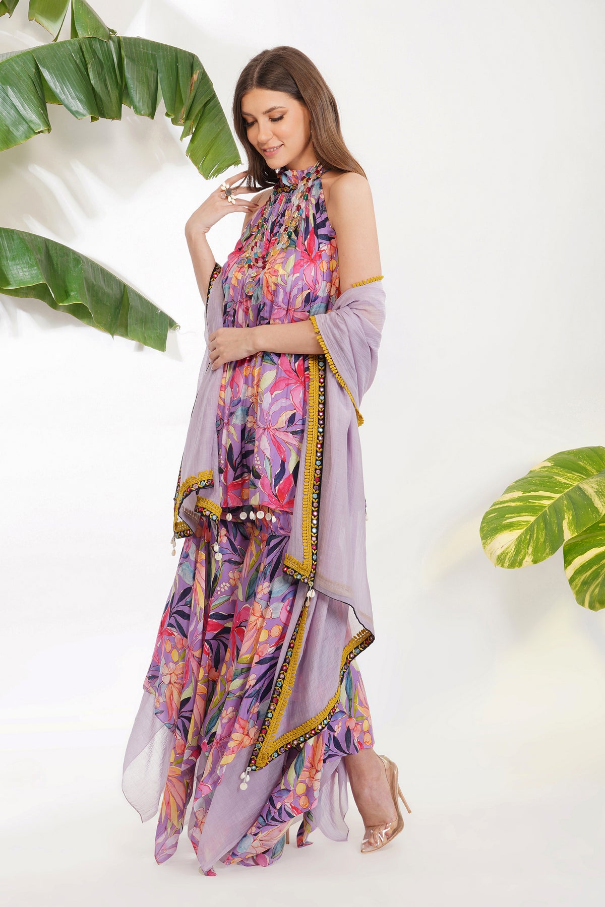 Tropical Flower Printed Garara Set