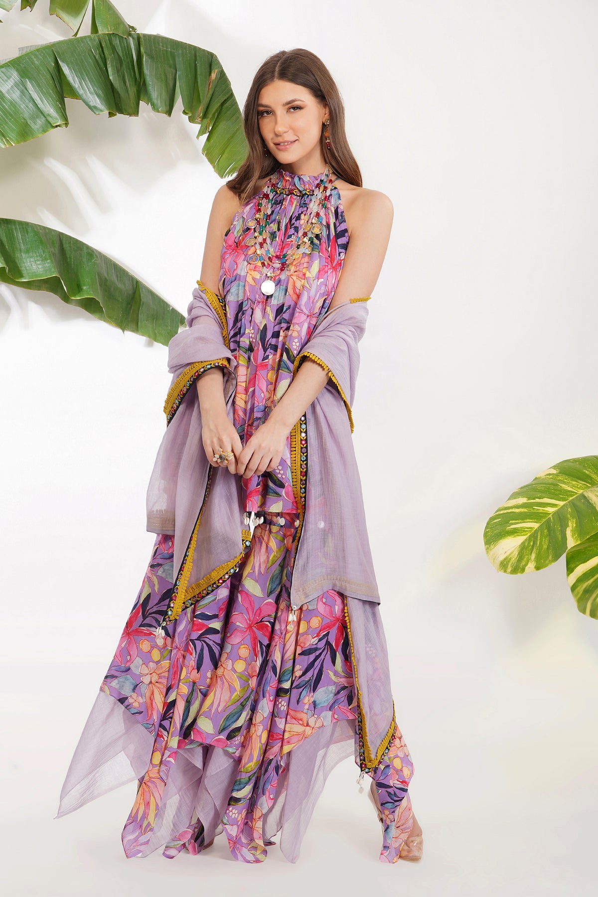 Tropical Flower Printed Garara Set