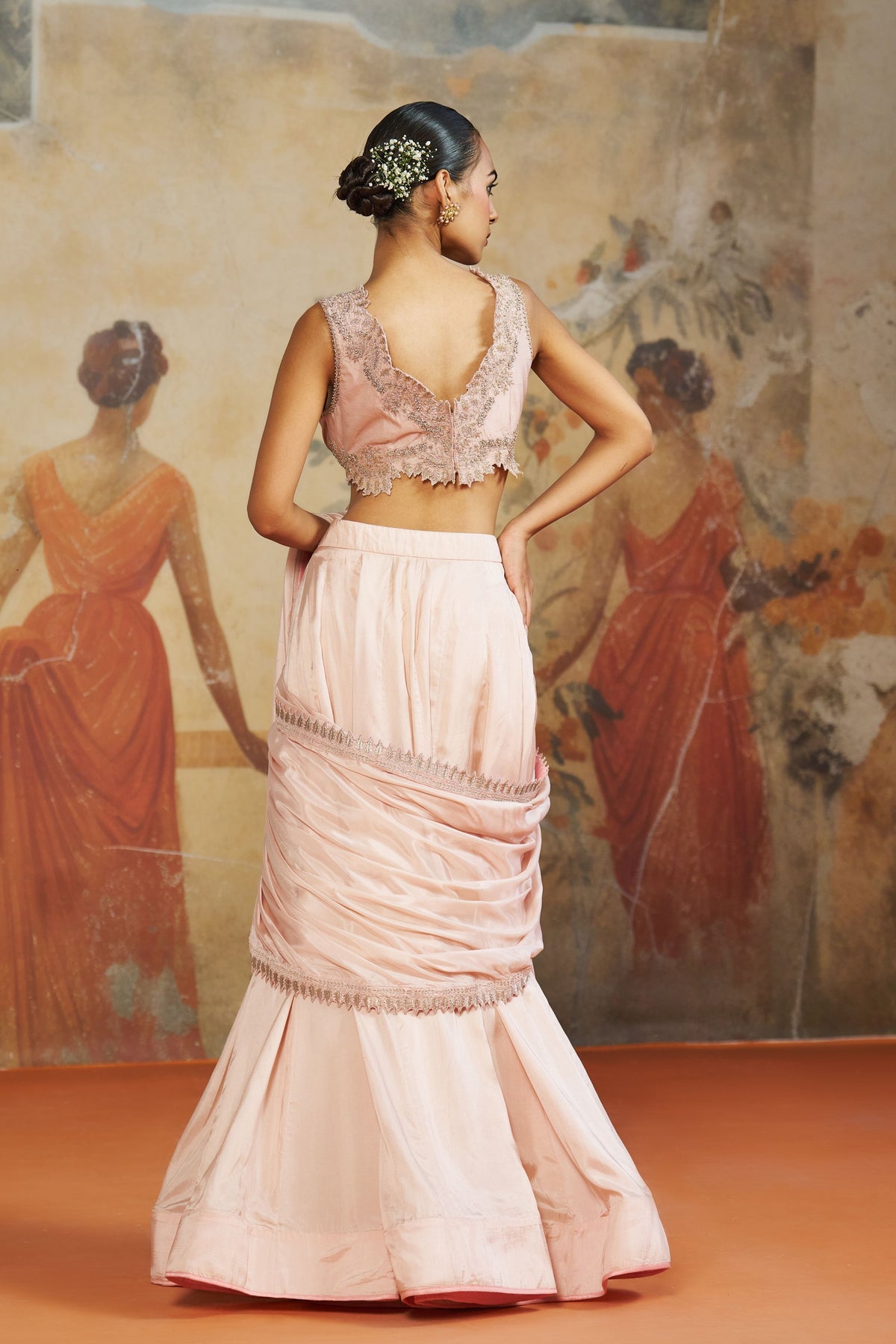 Blush Pink Lehenga Saree Set