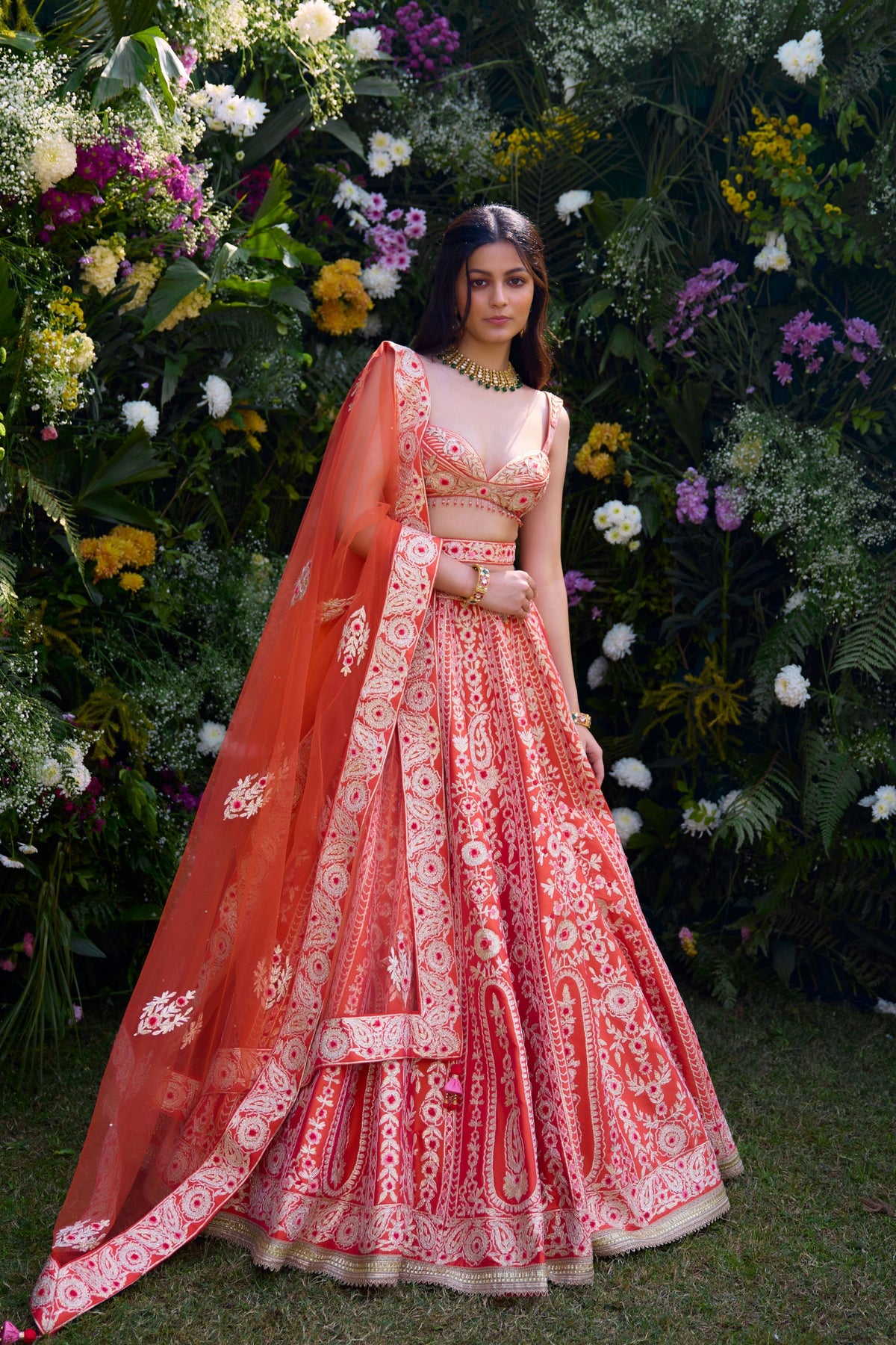 Vermillion Orange Lehenga Set