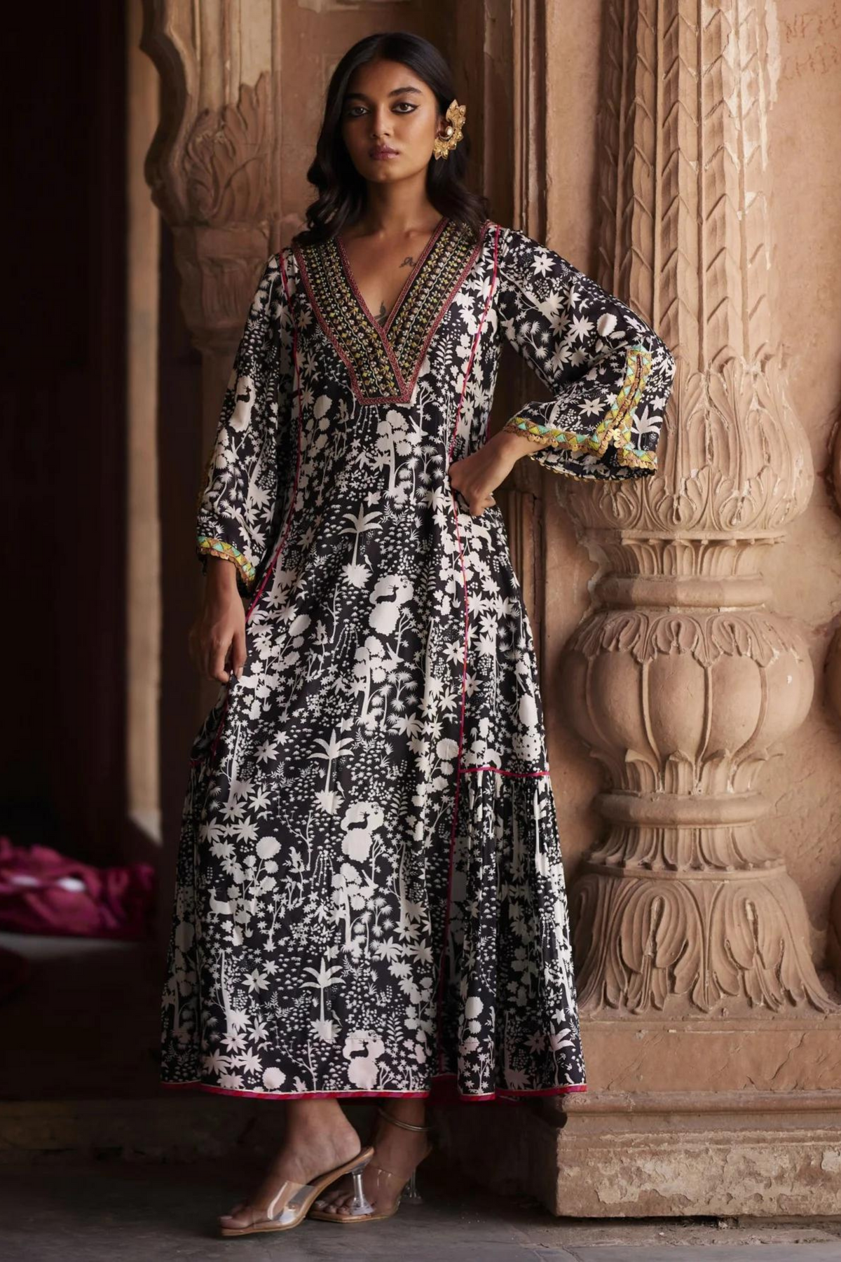 Nadira Black White Shadow Kurta Set