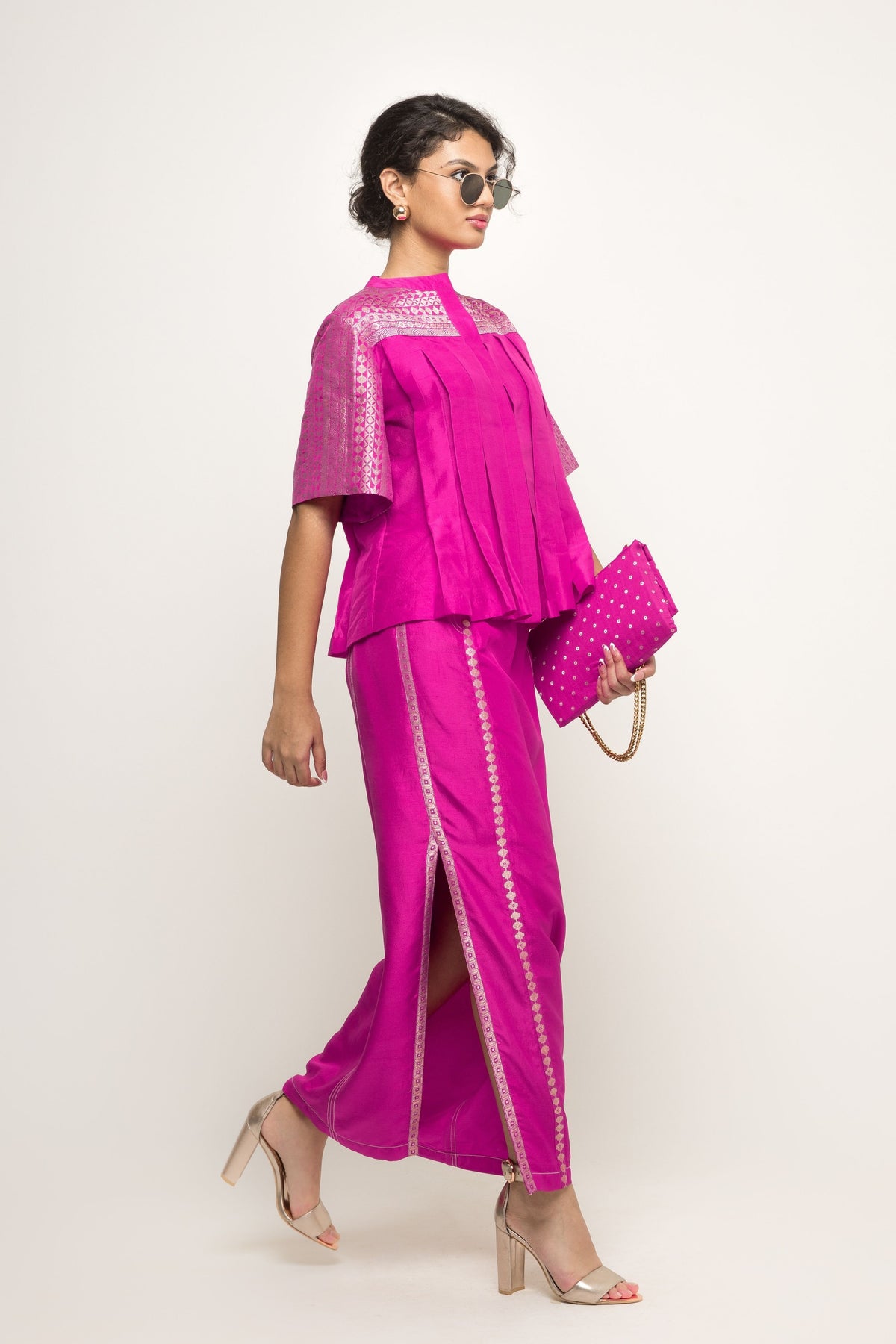 Suri Pleated Pink Co-ord Set