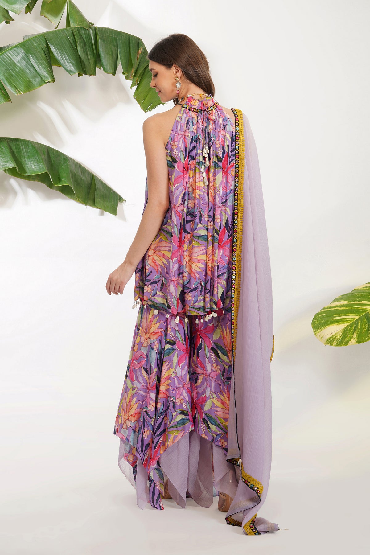 Tropical Flower Printed Garara Set