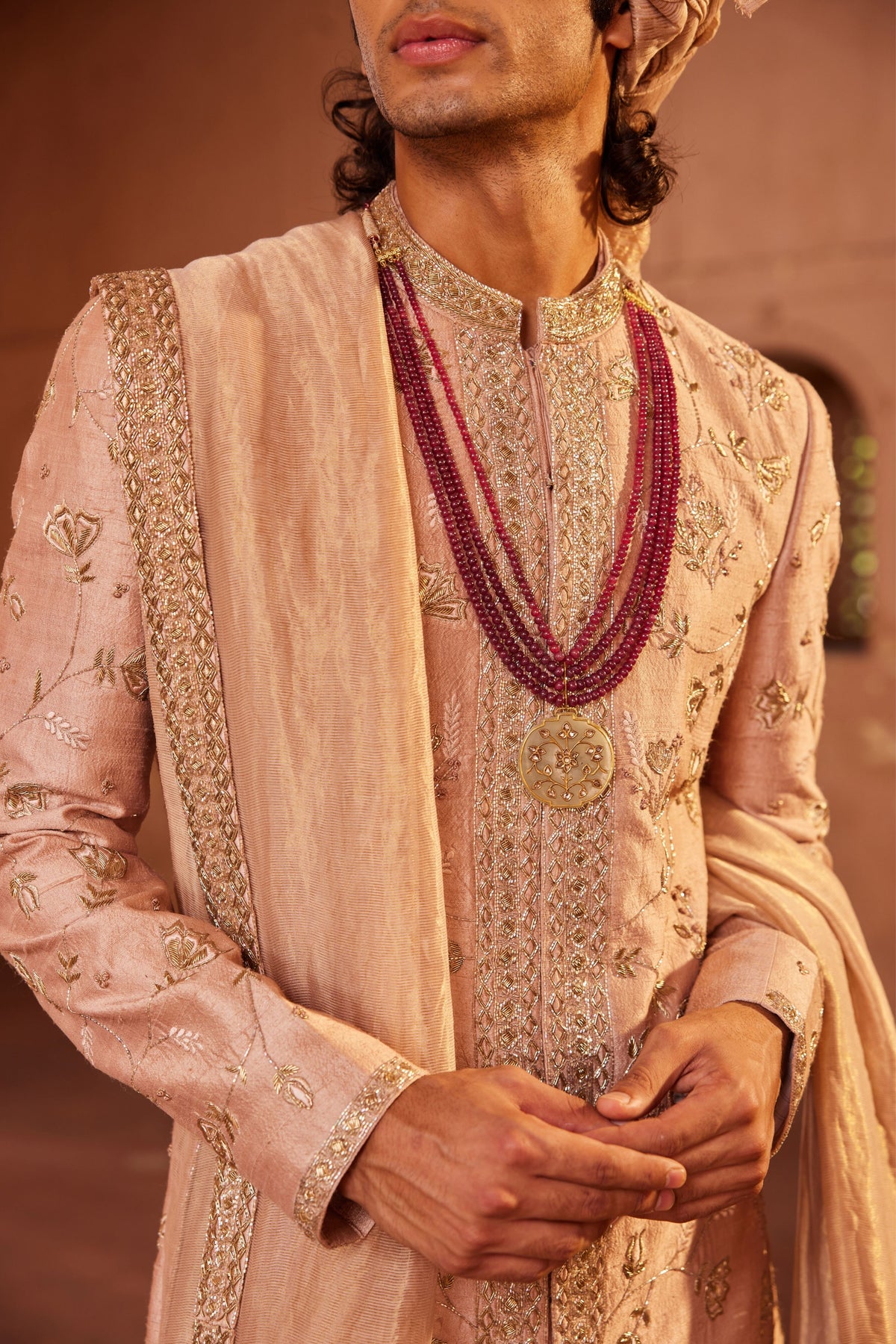 Izaar Silk Sherwani Set