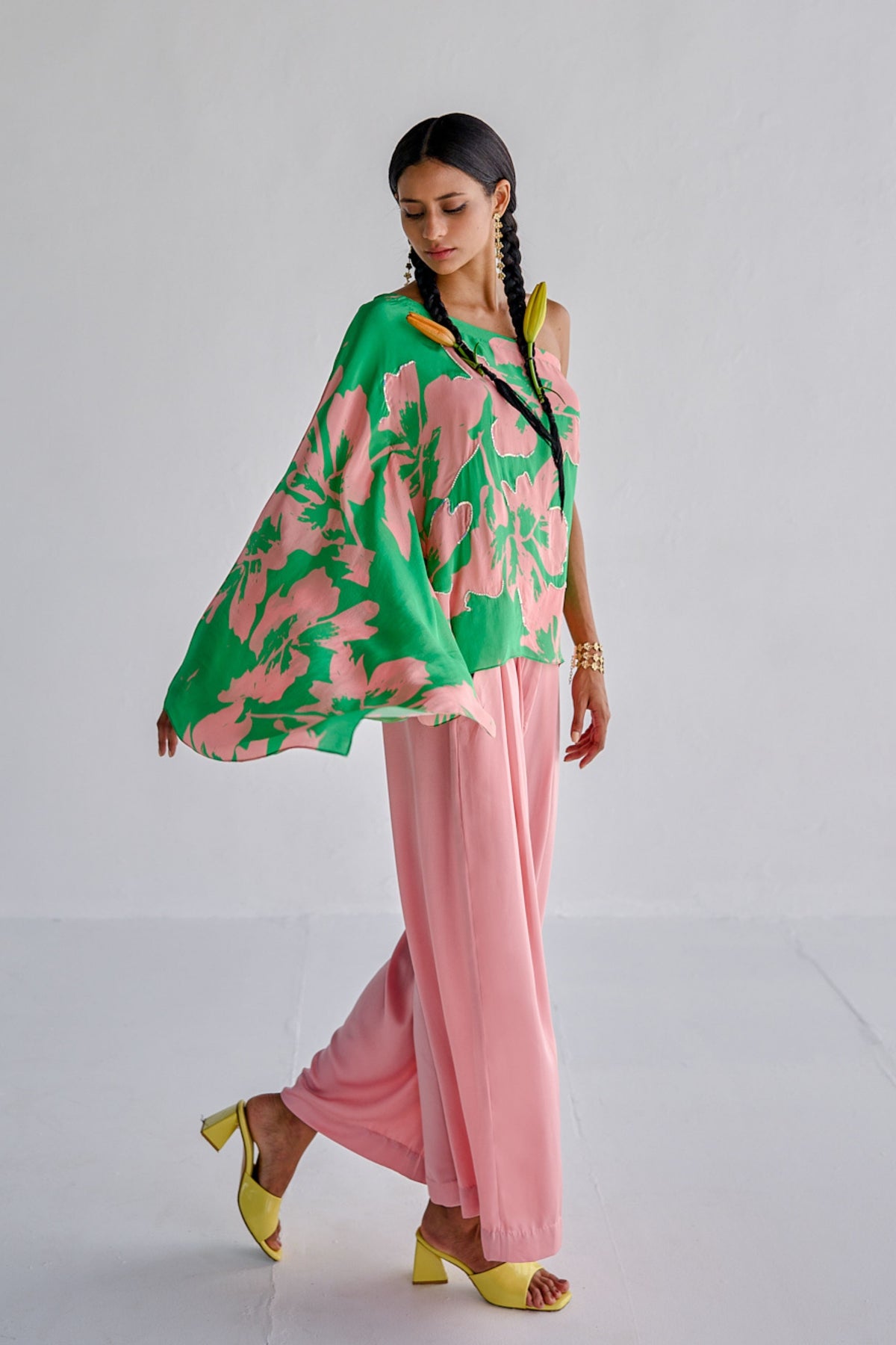 Green Pink Cape Set