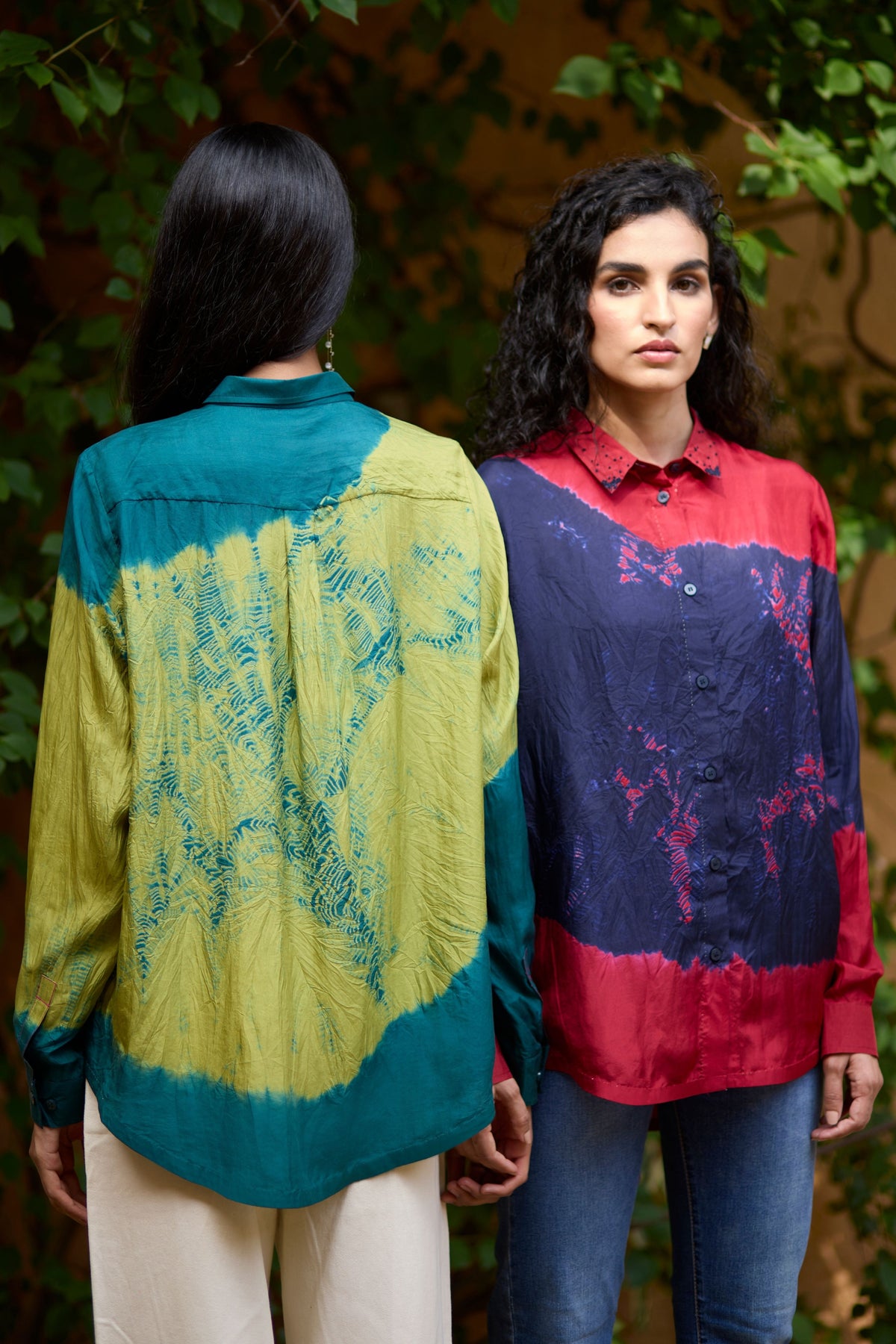 Blue and Red Bandhni Shirt