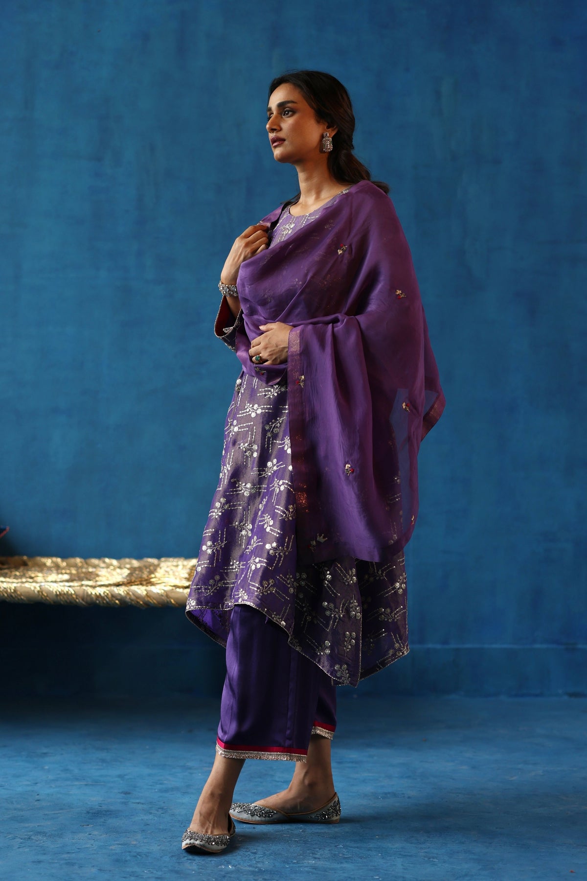 Purple Aam Panna Kurta Set