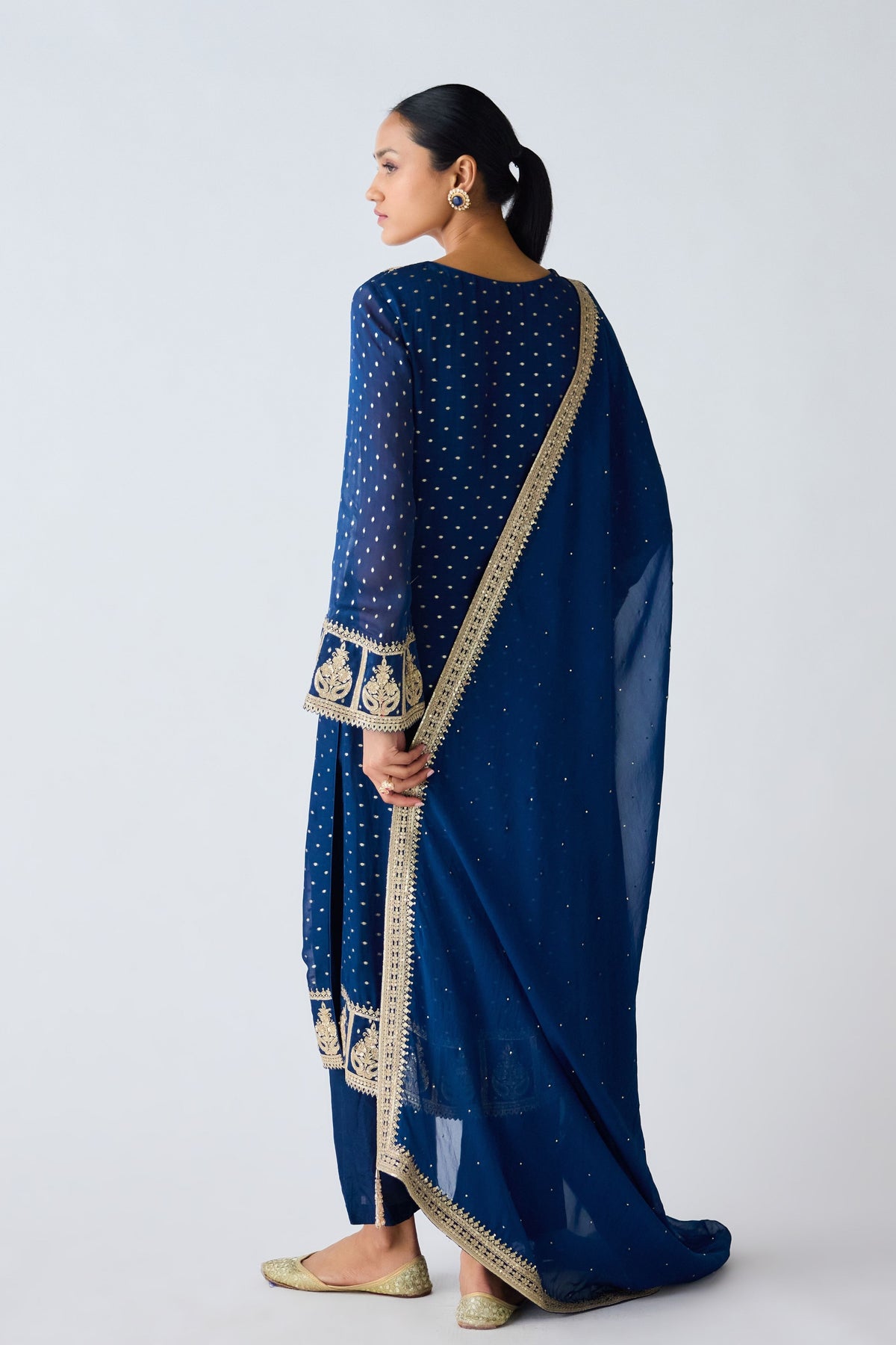 Blue Sequins Kurta Set