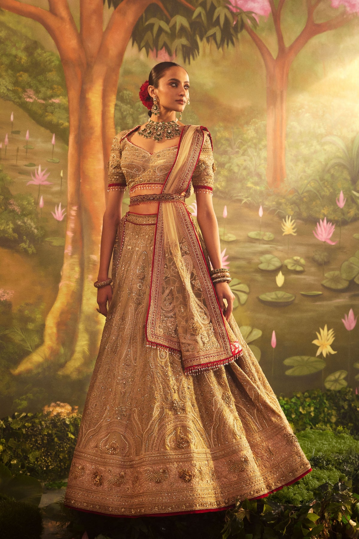 Golden Green Lehenga