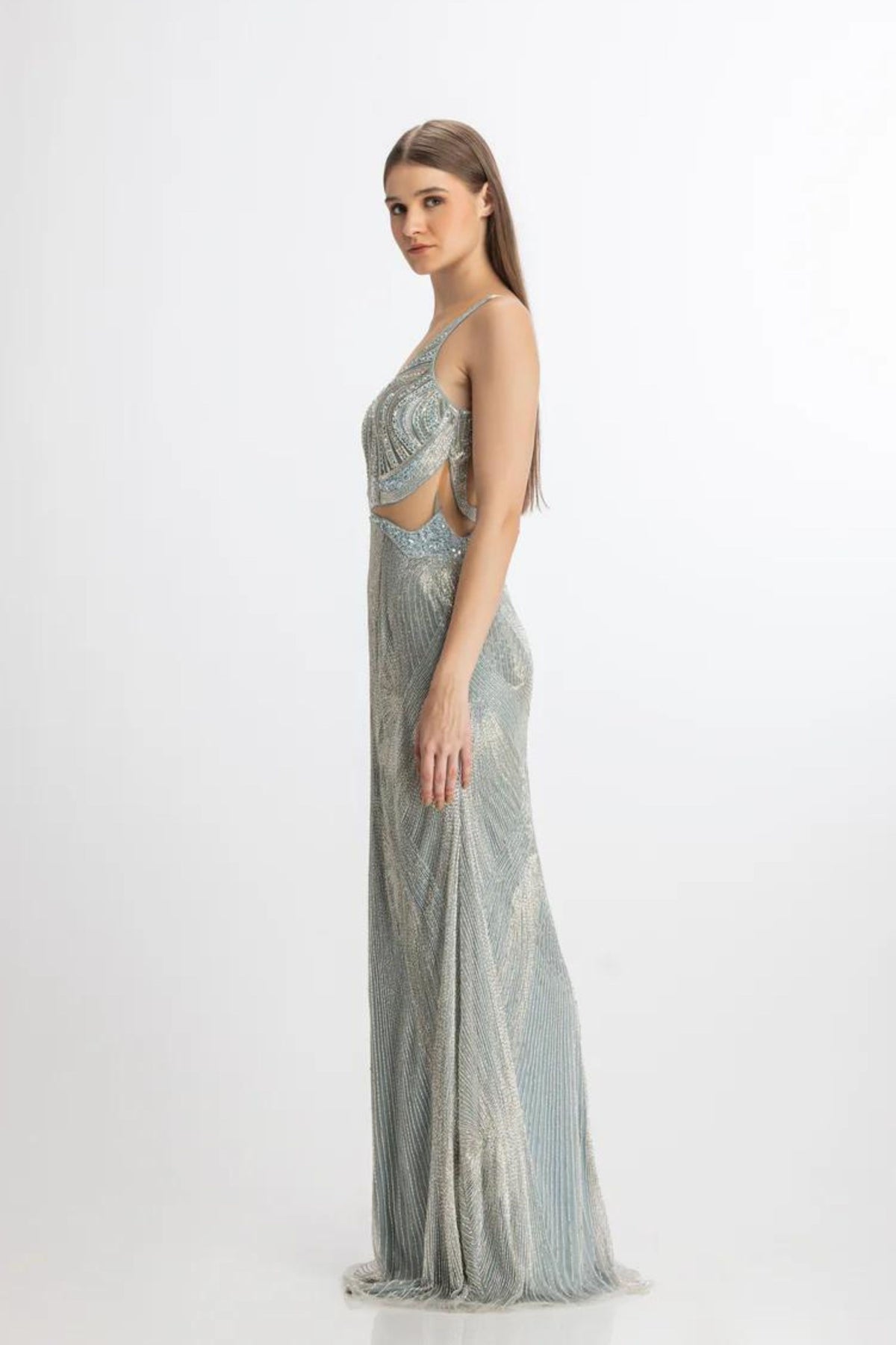 Icy blue cut-out gown