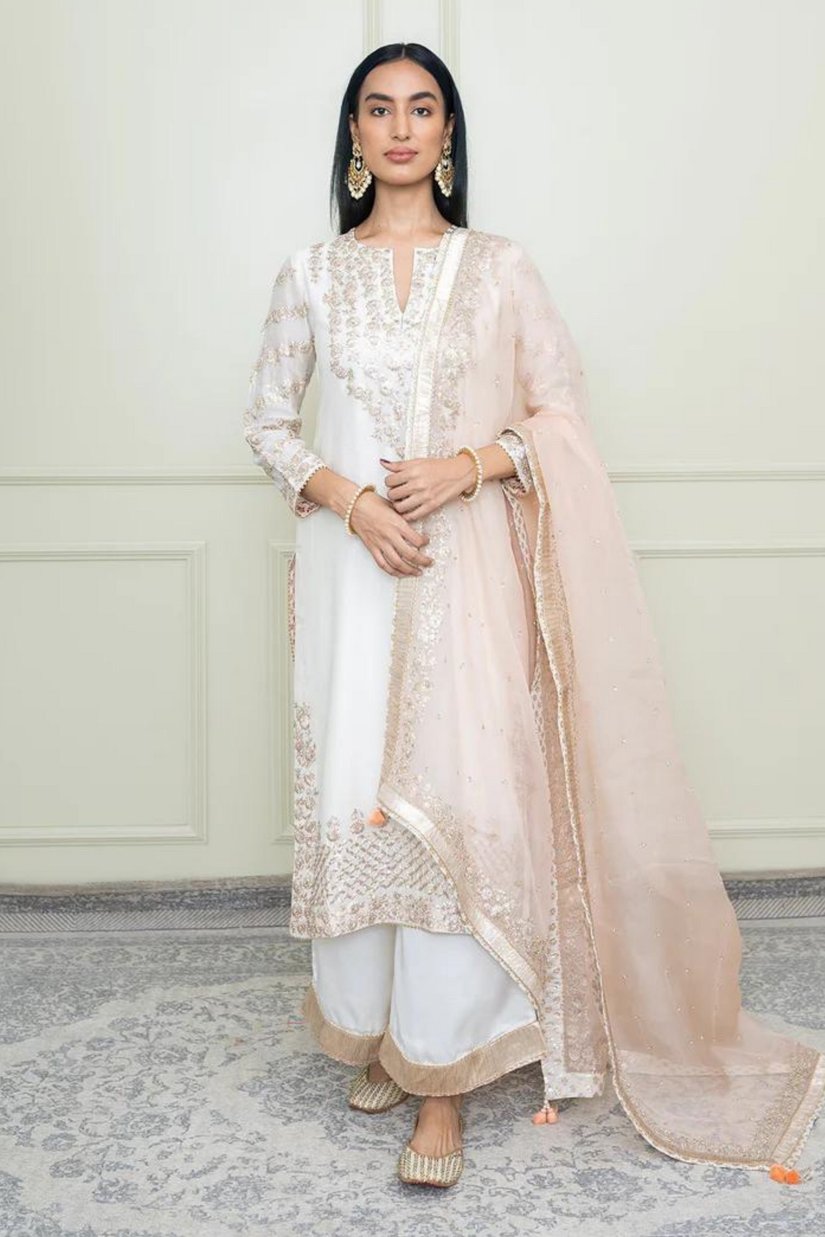 Daisy ivory long kurta set