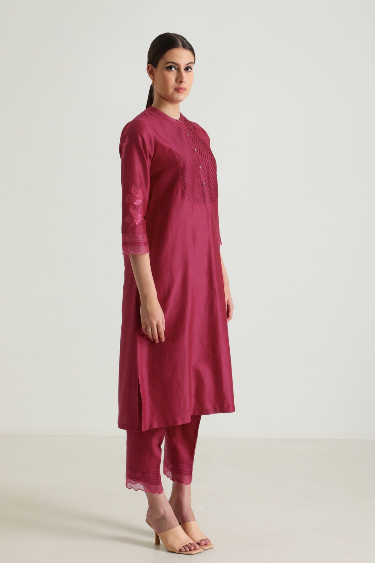 Fushsia Chanderi Kurta Set