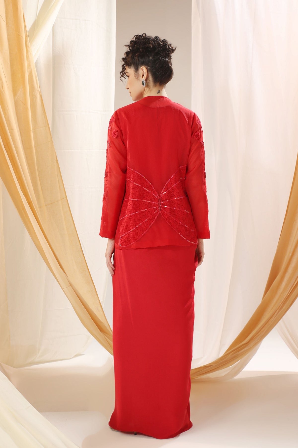 Deep Scarlet Cape Dress