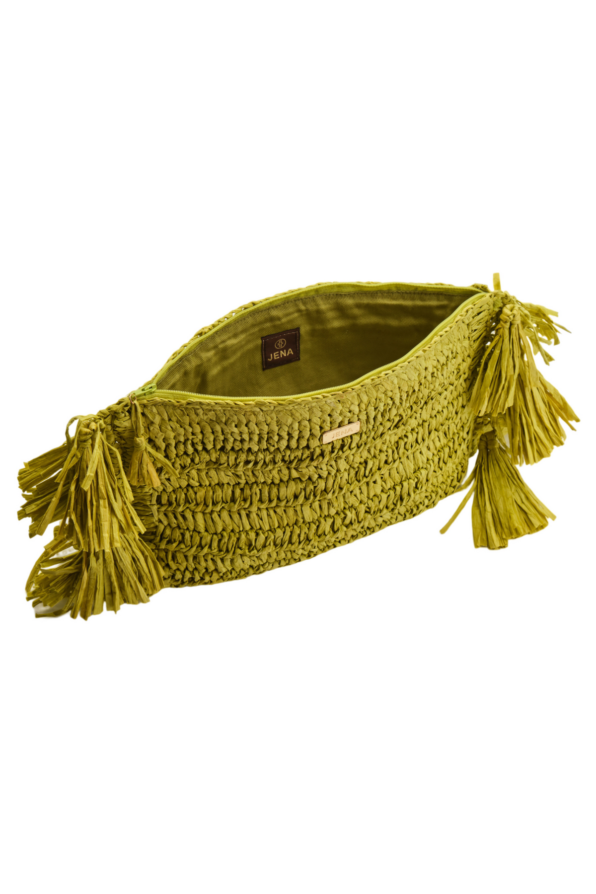 Raffia Clutch With Tassels