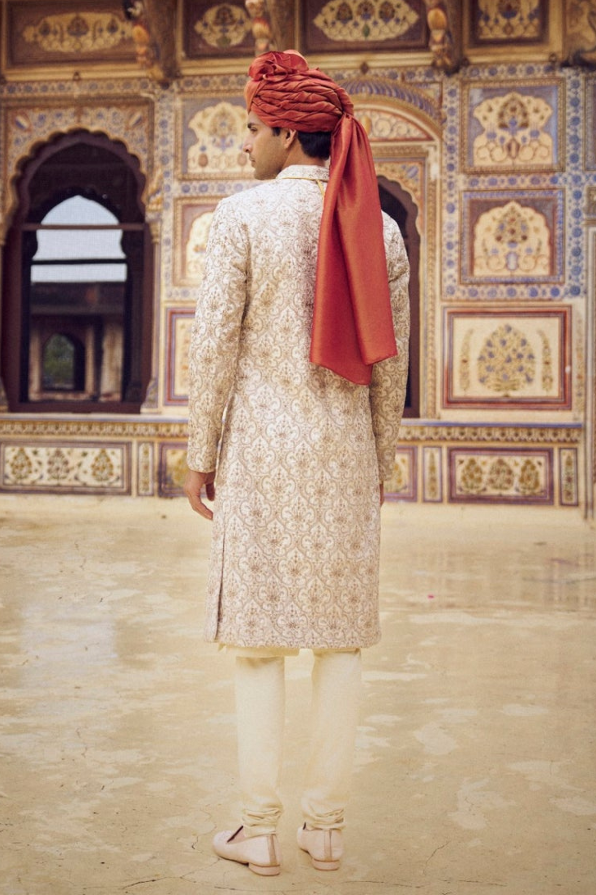 Beige Sherwani With Kurta Set