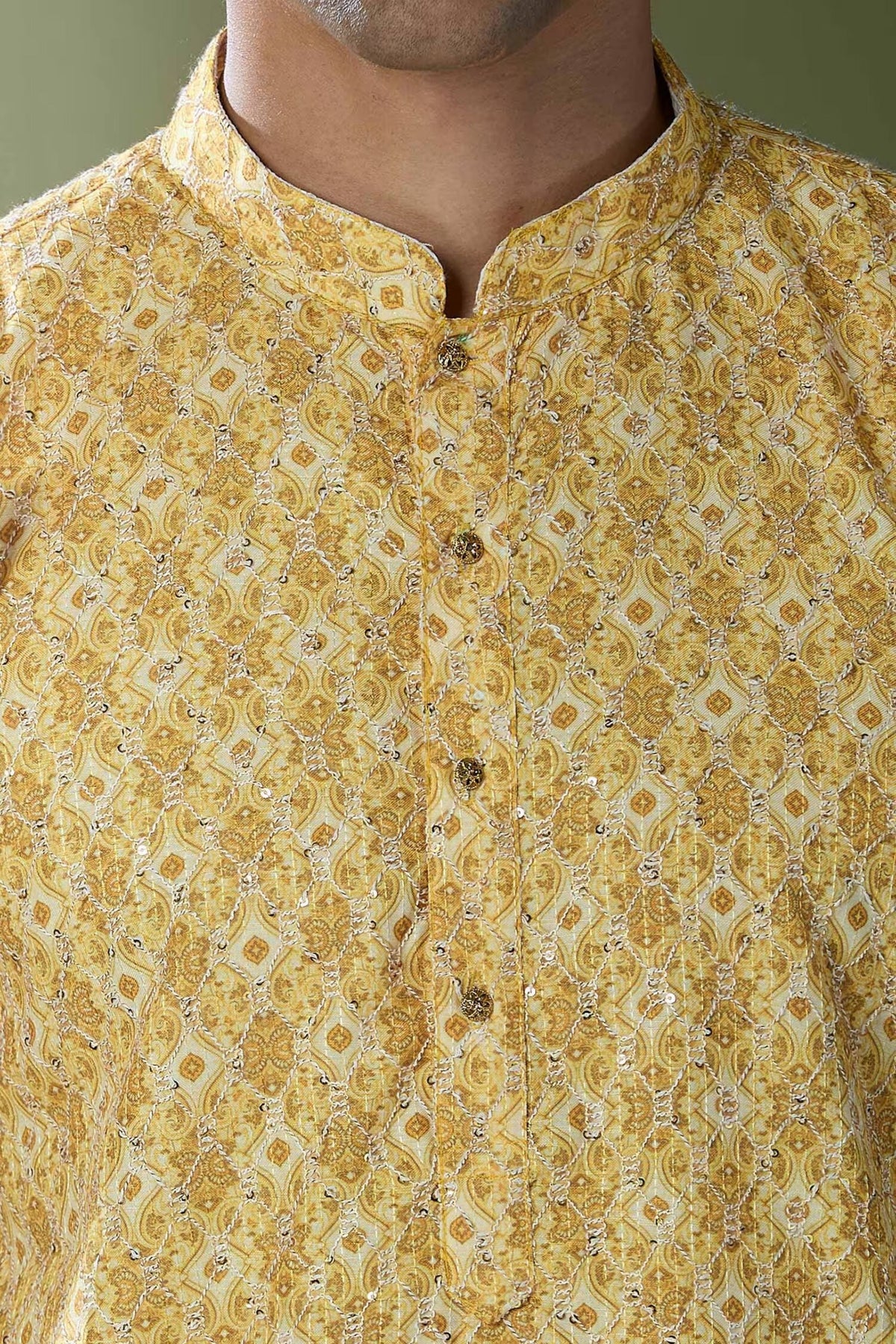 Yellow Printed Kurta Set