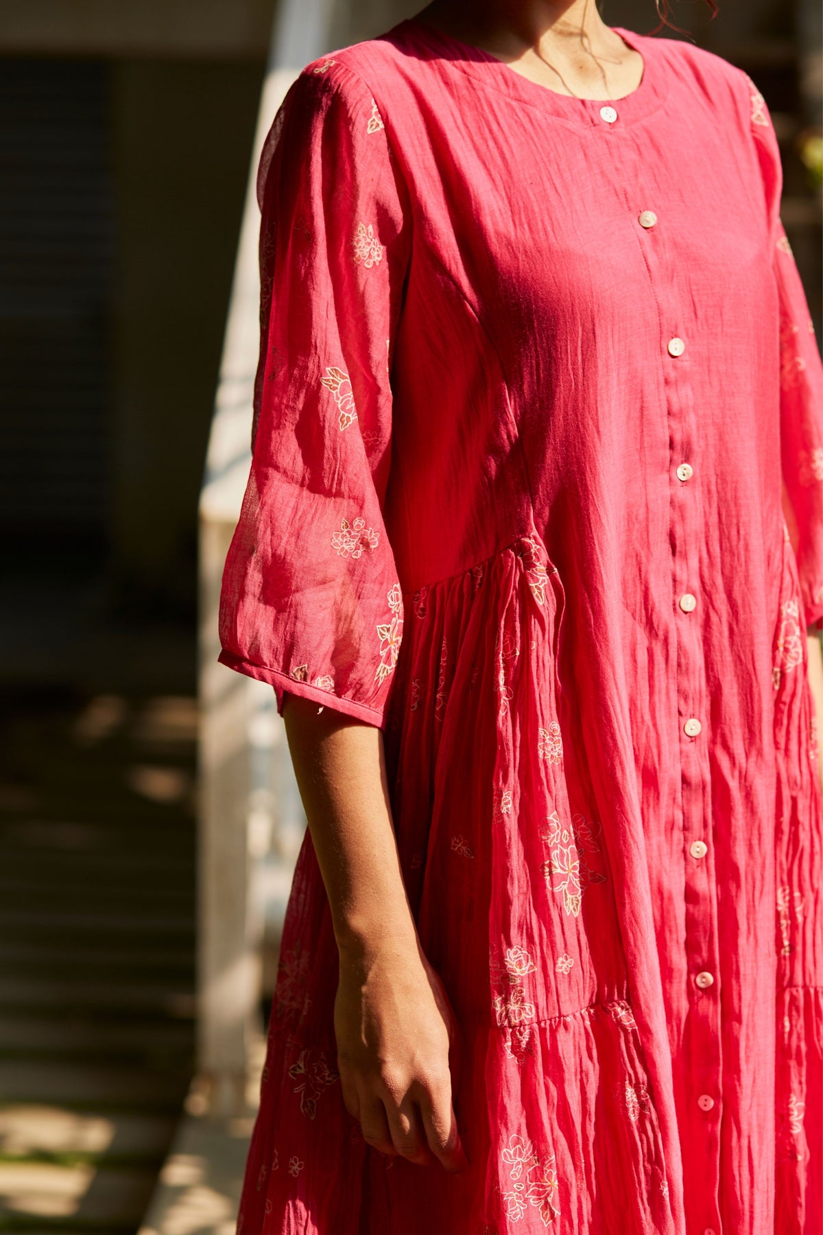 Handwoven Chanderi Fuchsia Dress