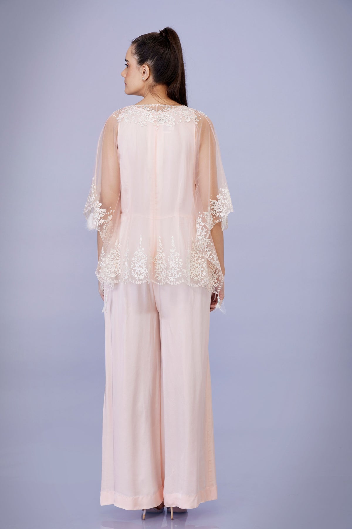 Light Peach Kaftan With Embroidery Jumpsuit