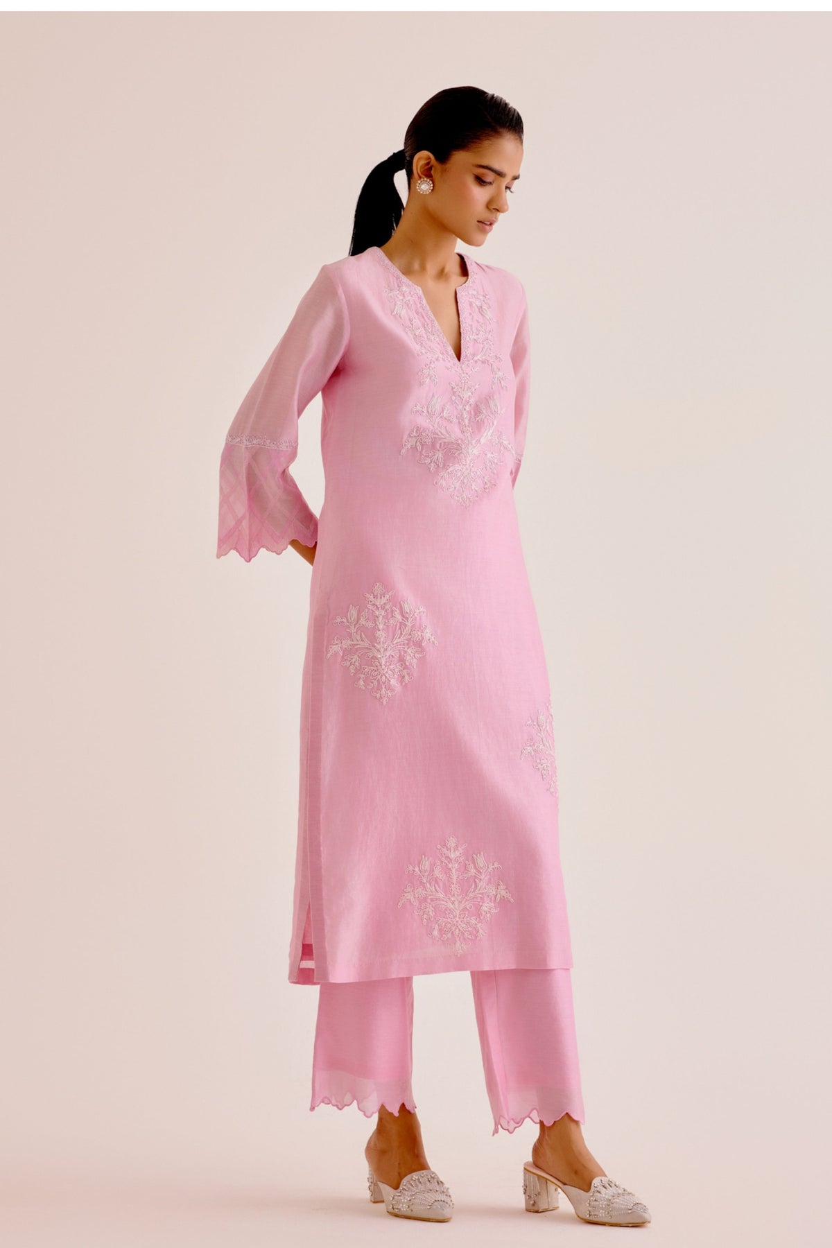 Pink Embroidered Kurta Set