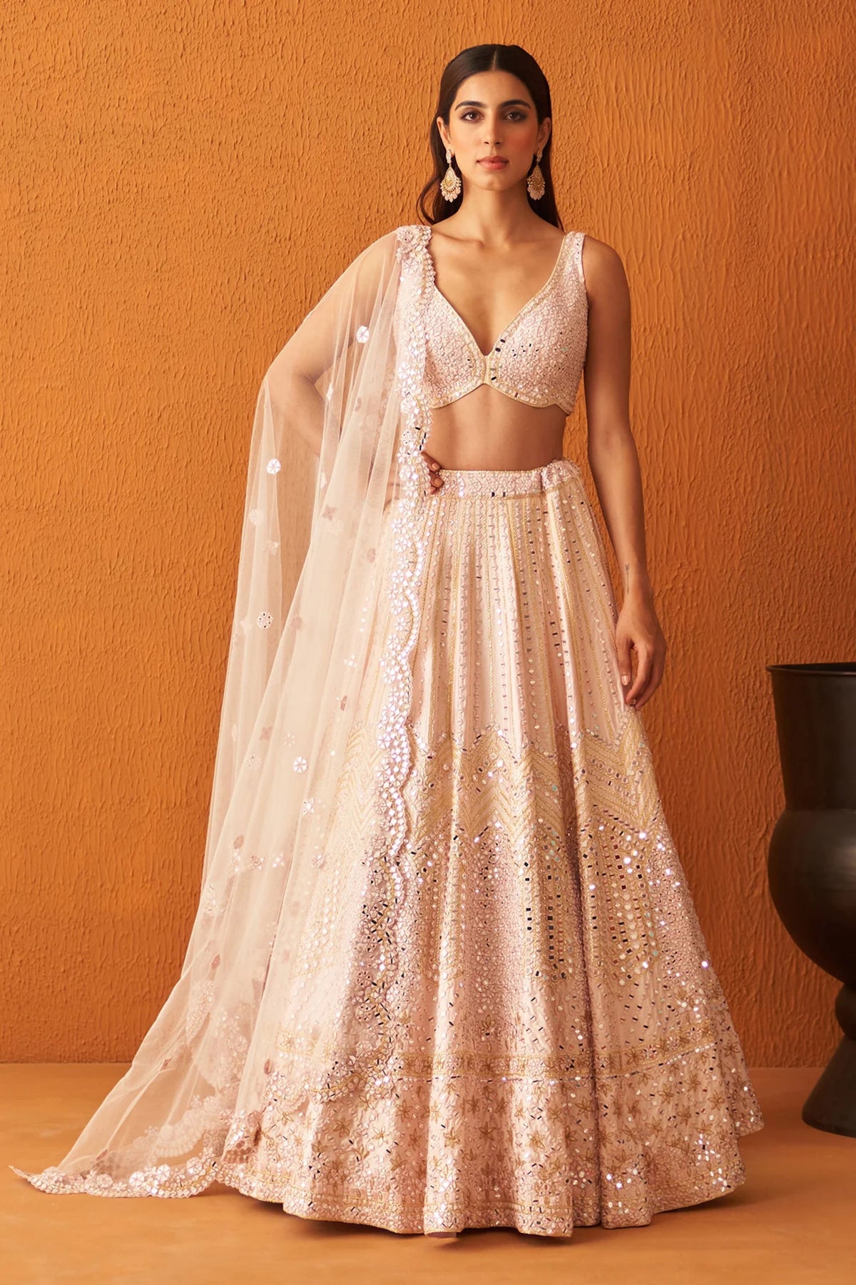 Pink Raw Silk Lehenga Set