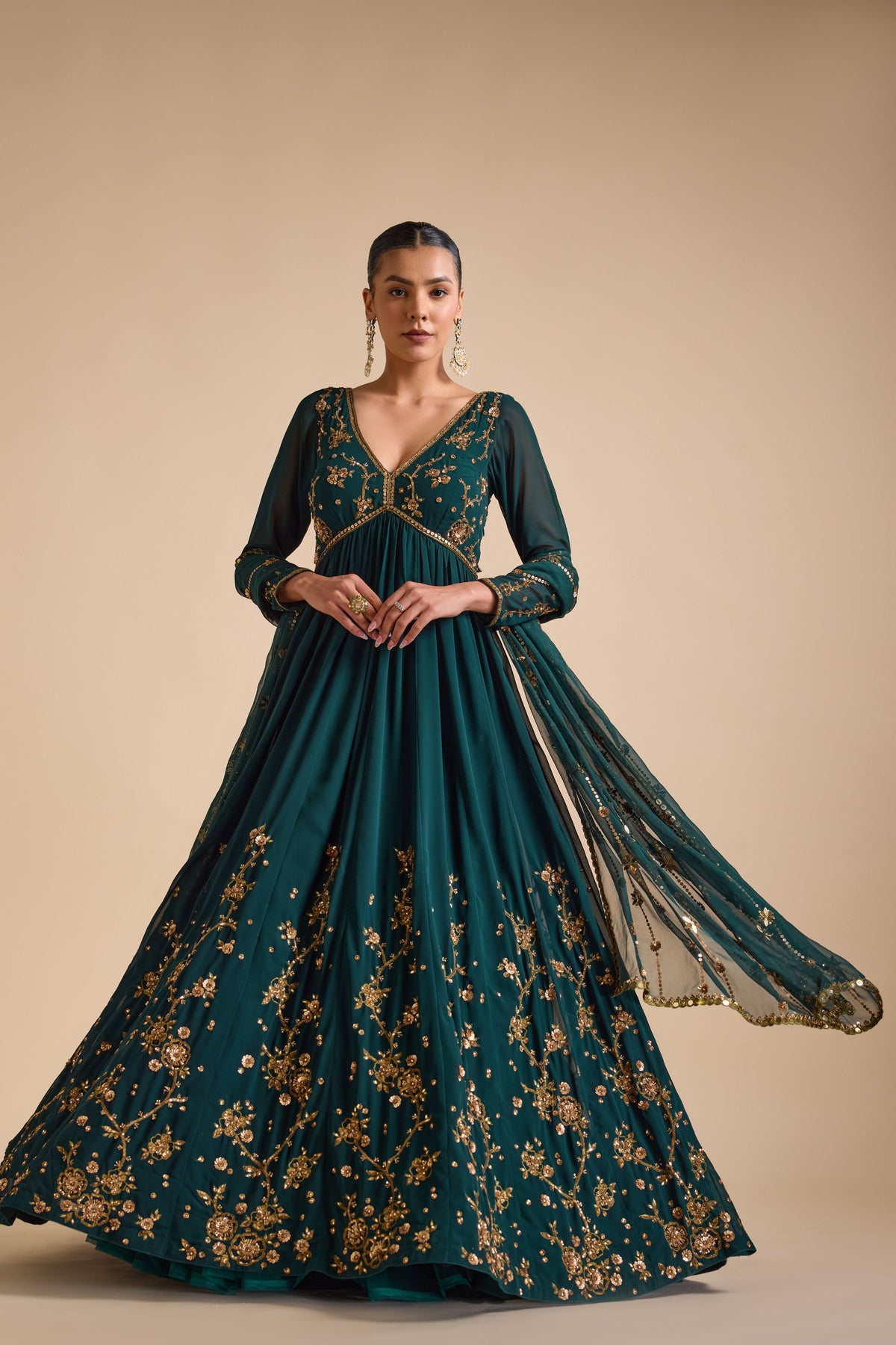 Emerald Green Anarkali Set