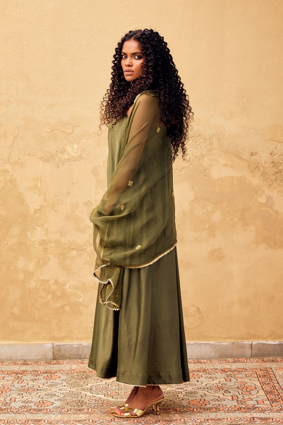 Mehndi Dupatta in Green